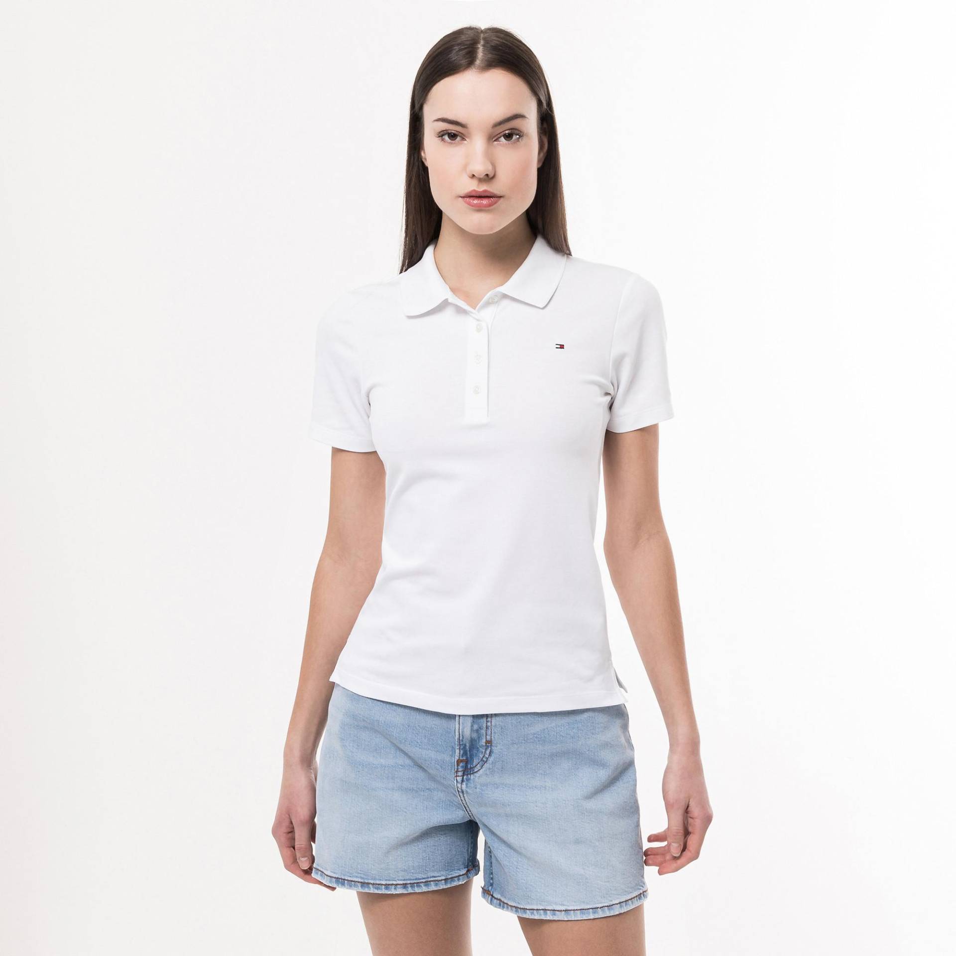 Polo Shirt Damen Weiss XL von TOMMY HILFIGER