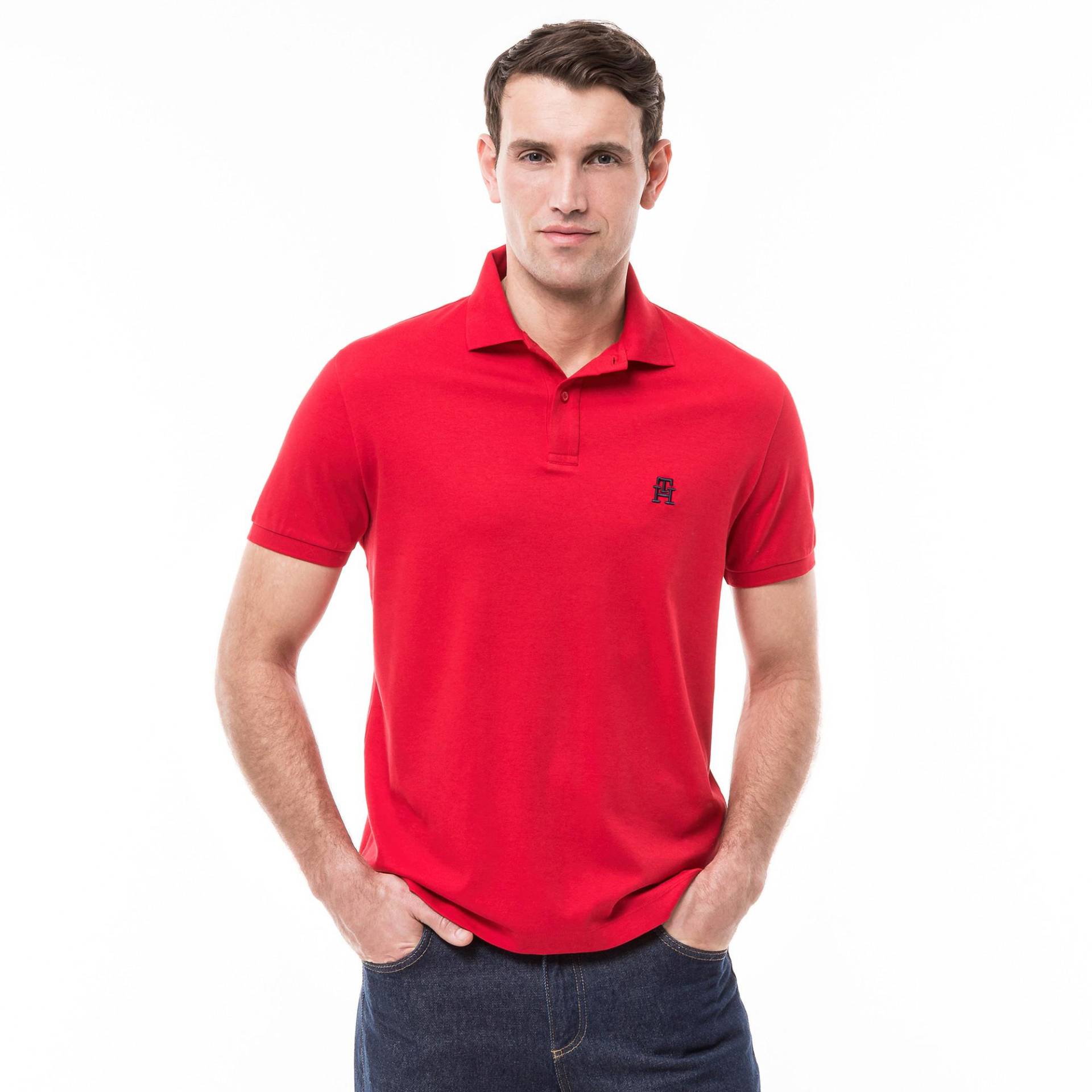 Poloshirt, Kurzarm Herren Rot L von TOMMY HILFIGER