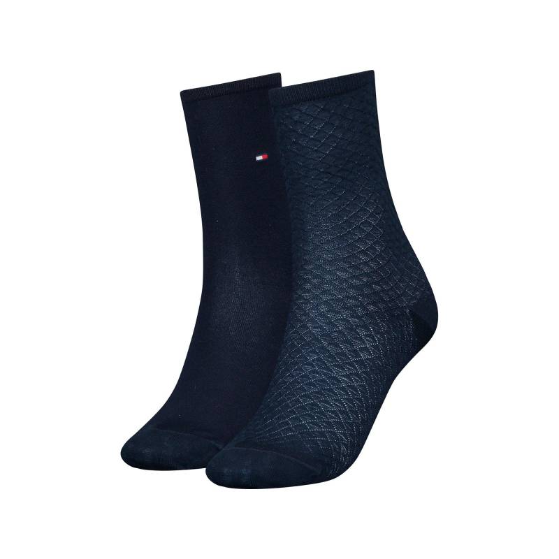 Duopack, Wadenlange Socken Damen Dunkelblau 35-38 von TOMMY HILFIGER