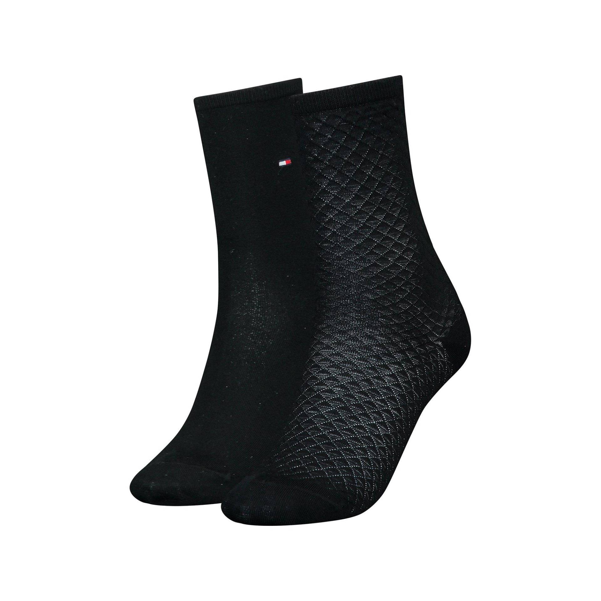Duopack, Wadenlange Socken Damen Black 35-38 von TOMMY HILFIGER