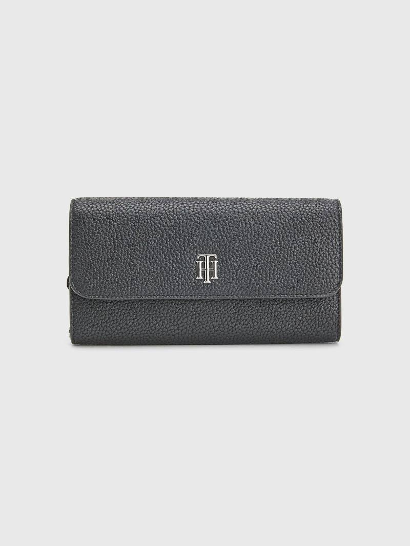 Th Element Large Flap Wallet-0 Damen Schwarz ONE SIZE von TOMMY HILFIGER