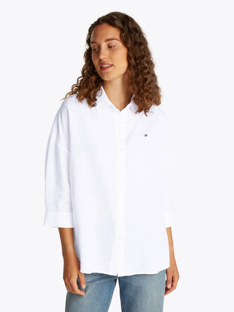 Tommy Hilfiger 3/4-Arm-Shirt »ESS LINEN LOOSE 3-4 SLEEVE SHIRT«, mit 3/4-Ärmel, Logostickerei,kühlendes Premium Leinen von TOMMY HILFIGER