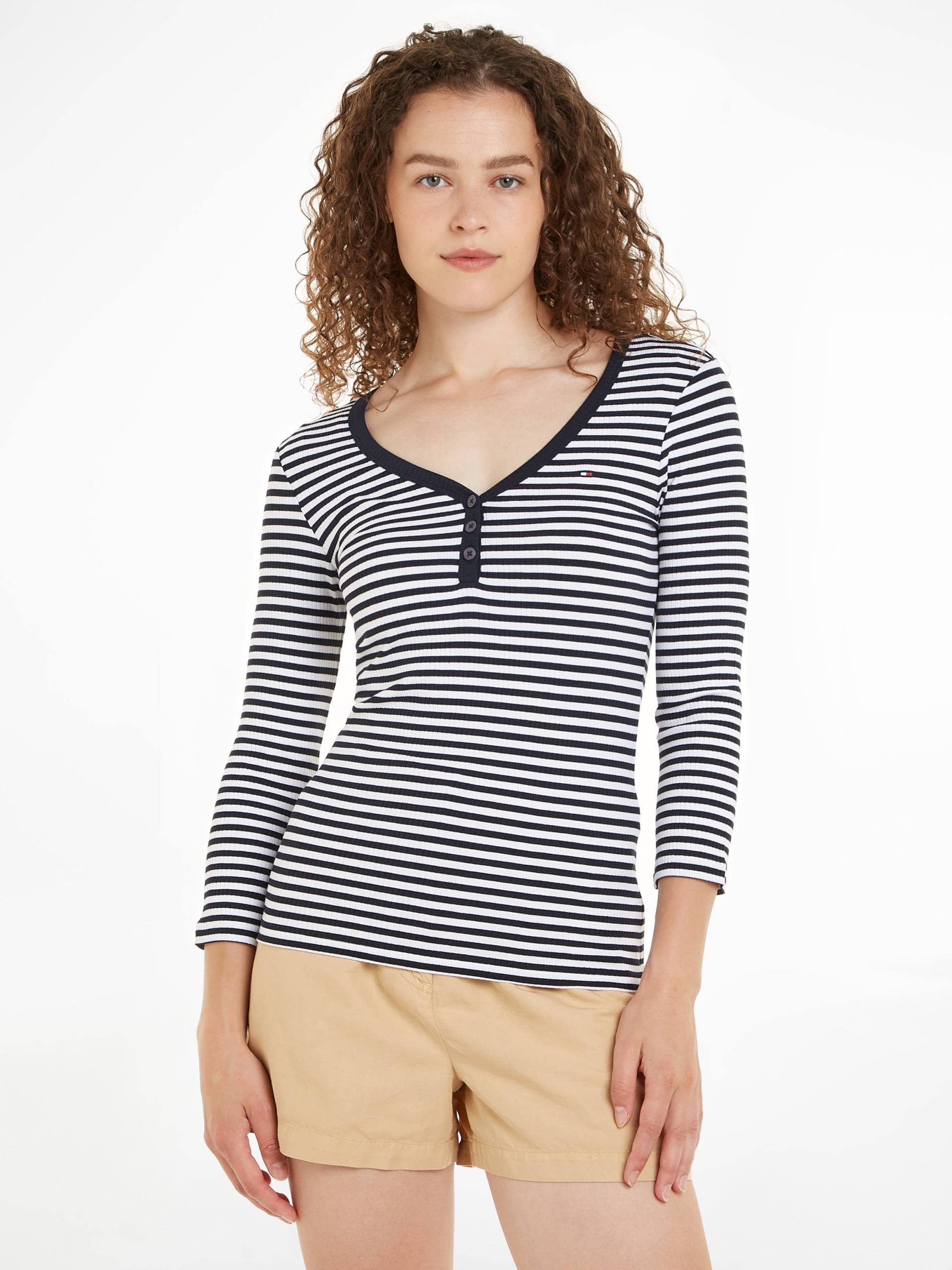 Tommy Hilfiger 3/4-Arm-Shirt »SLIM 5X2 STR RIB HENLEY 3/4« von TOMMY HILFIGER