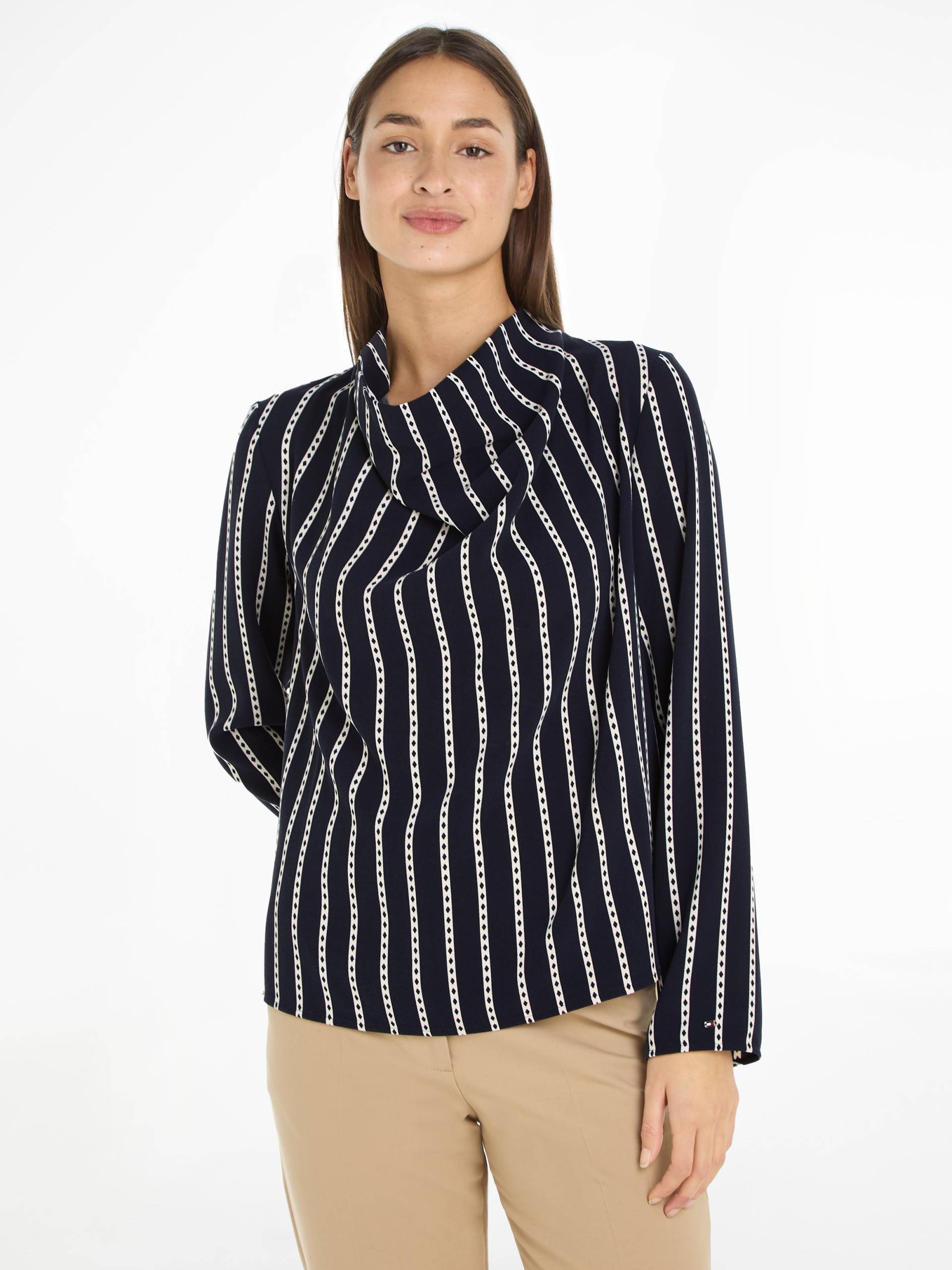 Tommy Hilfiger Blusentop »ARGYLE STRIPE COWL NECK BLOUSE« von TOMMY HILFIGER