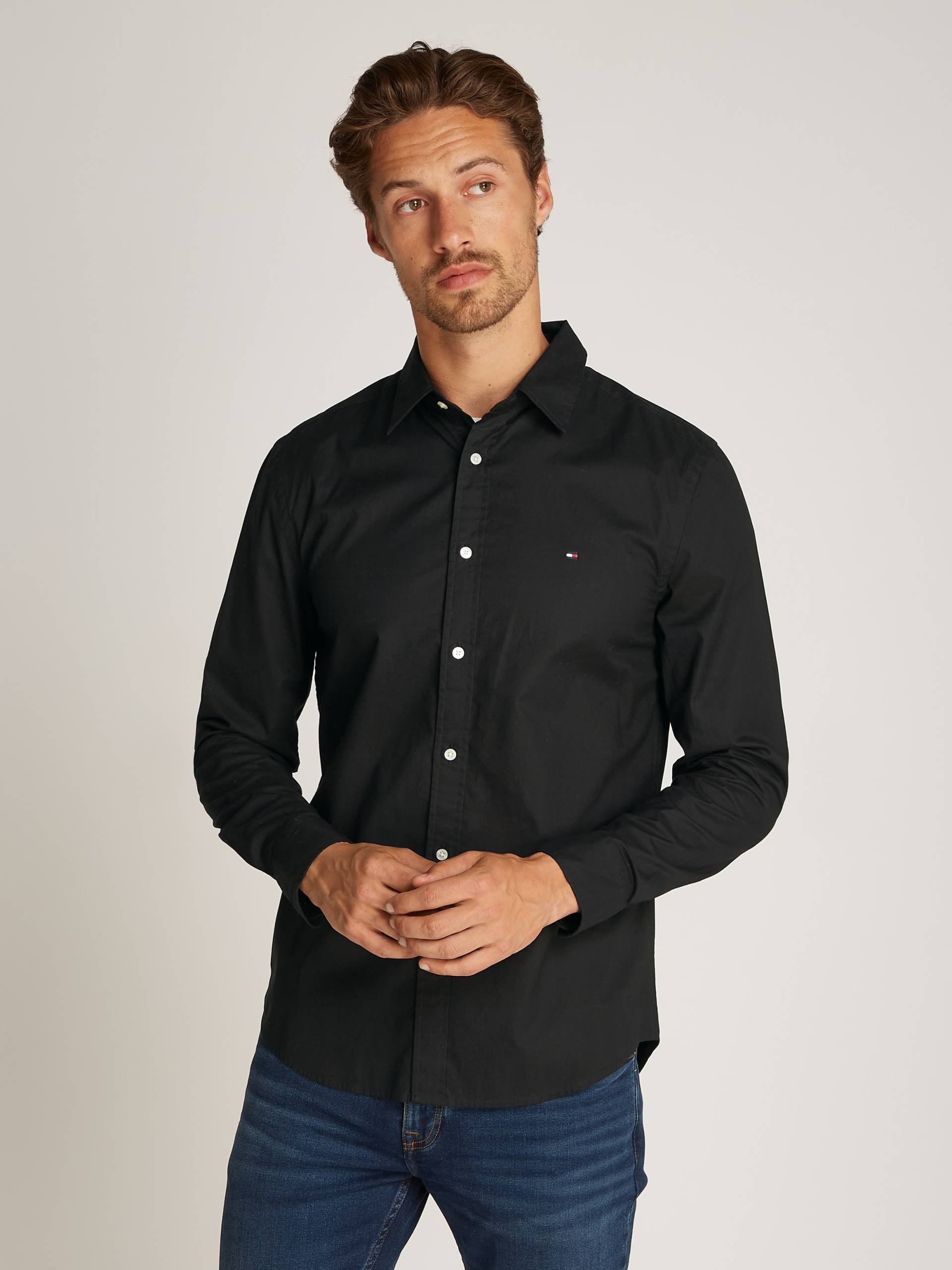 Tommy Hilfiger Businesshemd »FLEX POPLIN KENT COLLAR SF SHIRT«, mit Logostickerei Tommy Hilfiger Businesshemd »FLEX POPLIN KENT COLLAR SF SHIRT«, mit Logostickerei von TOMMY HILFIGER