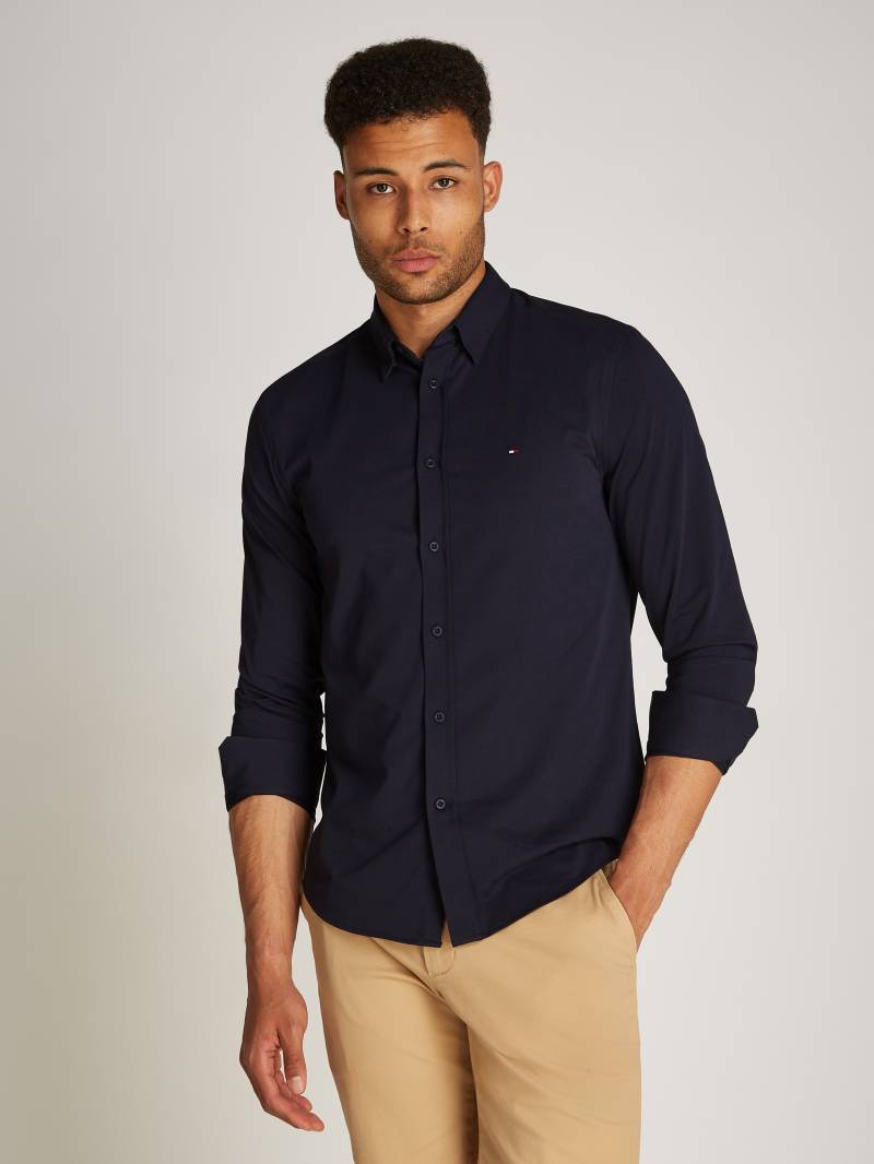 Tommy Hilfiger Businesshemd »PERFORMANCE KNIT SOLID SF SHIRT«, mit Logostickerei von TOMMY HILFIGER