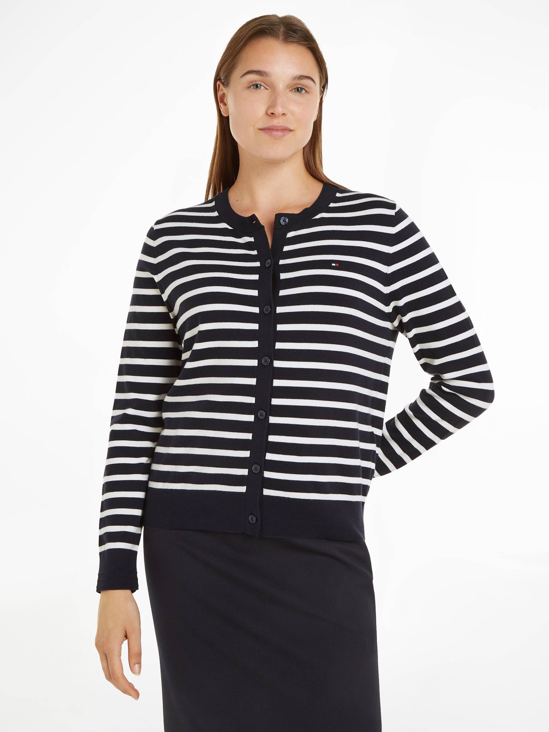 Tommy Hilfiger Cardigan »CO JERSEY STITCH CARDIGAN«, mit Logostickerei von TOMMY HILFIGER