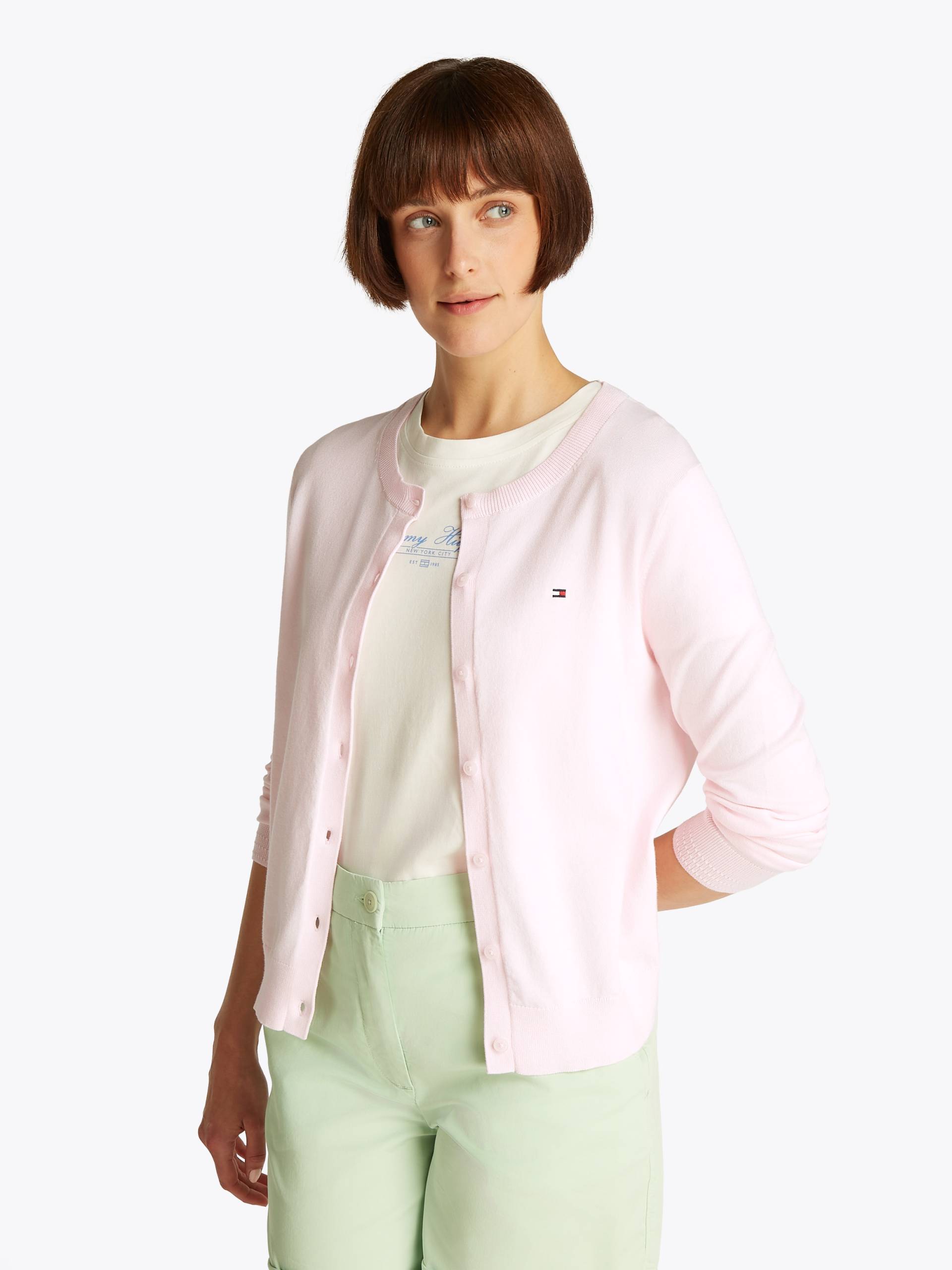 Tommy Hilfiger Cardigan »CO JERSEY STITCH CARDIGAN«, mit Logostickerei von TOMMY HILFIGER