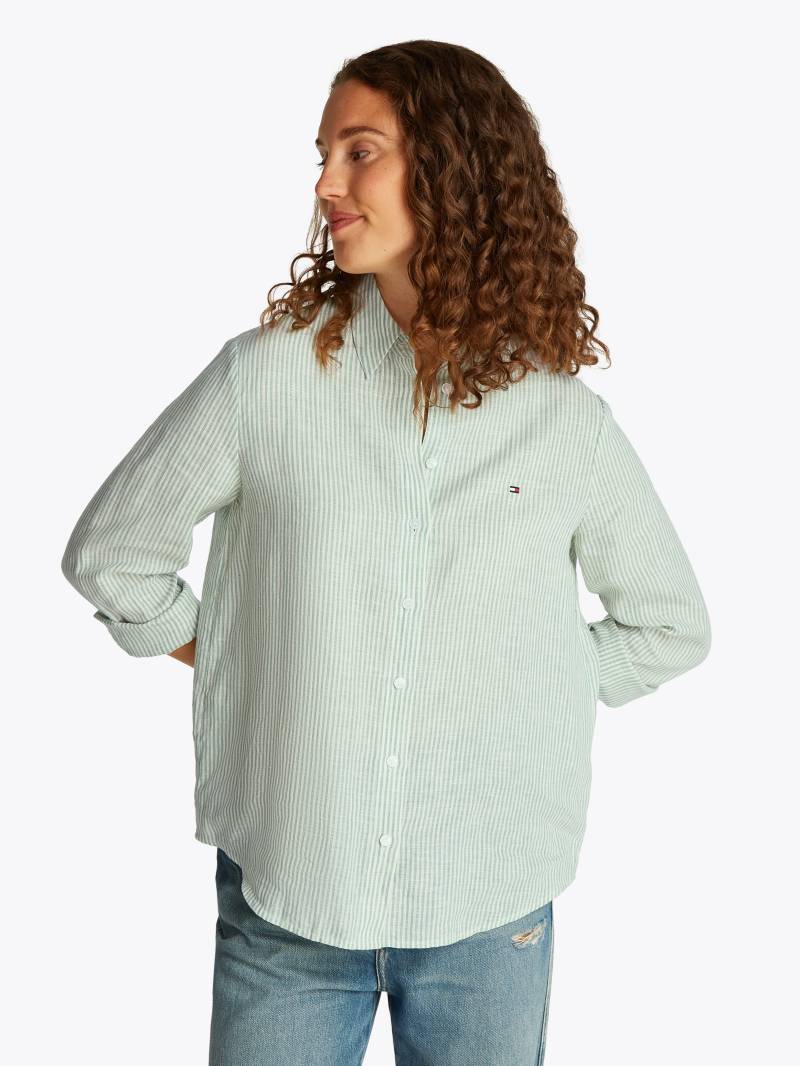 Tommy Hilfiger Hemdbluse »ESS LINEN RELAXED SHIRT«, mit Logostickerei,kühlendes Premium Leinen von TOMMY HILFIGER