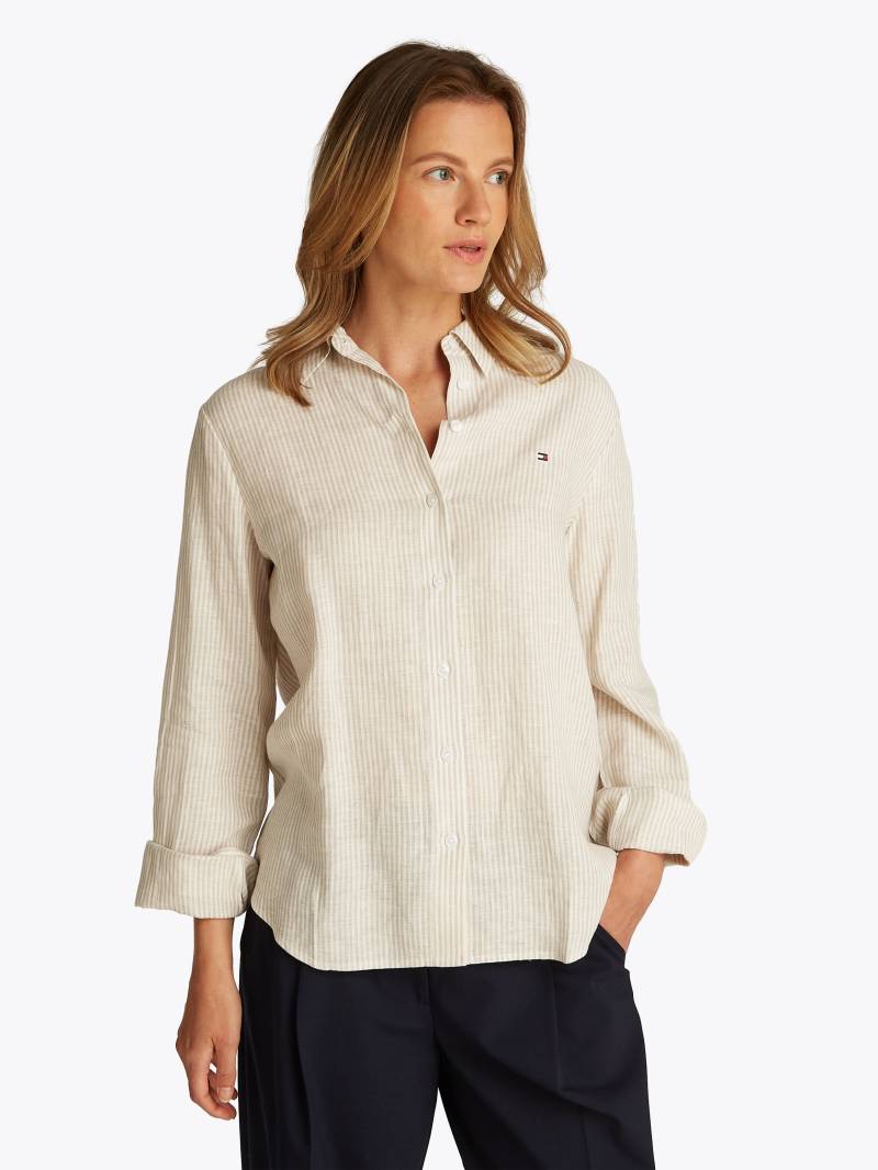 Tommy Hilfiger Hemdbluse »ESS LINEN RELAXED SHIRT«, mit Logostickerei,kühlendes Premium Leinen von TOMMY HILFIGER