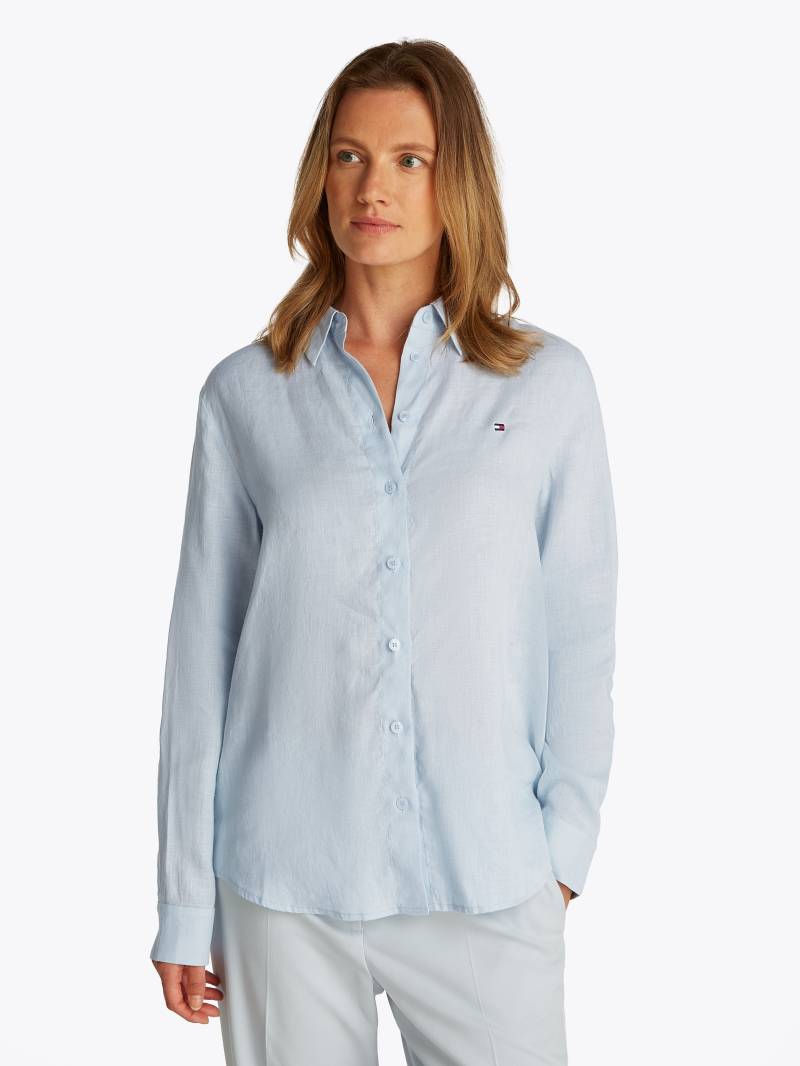 Tommy Hilfiger Hemdbluse »ESS LINEN RELAXED SHIRT«, mit Logostickerei,kühlendes Premium Leinen von TOMMY HILFIGER