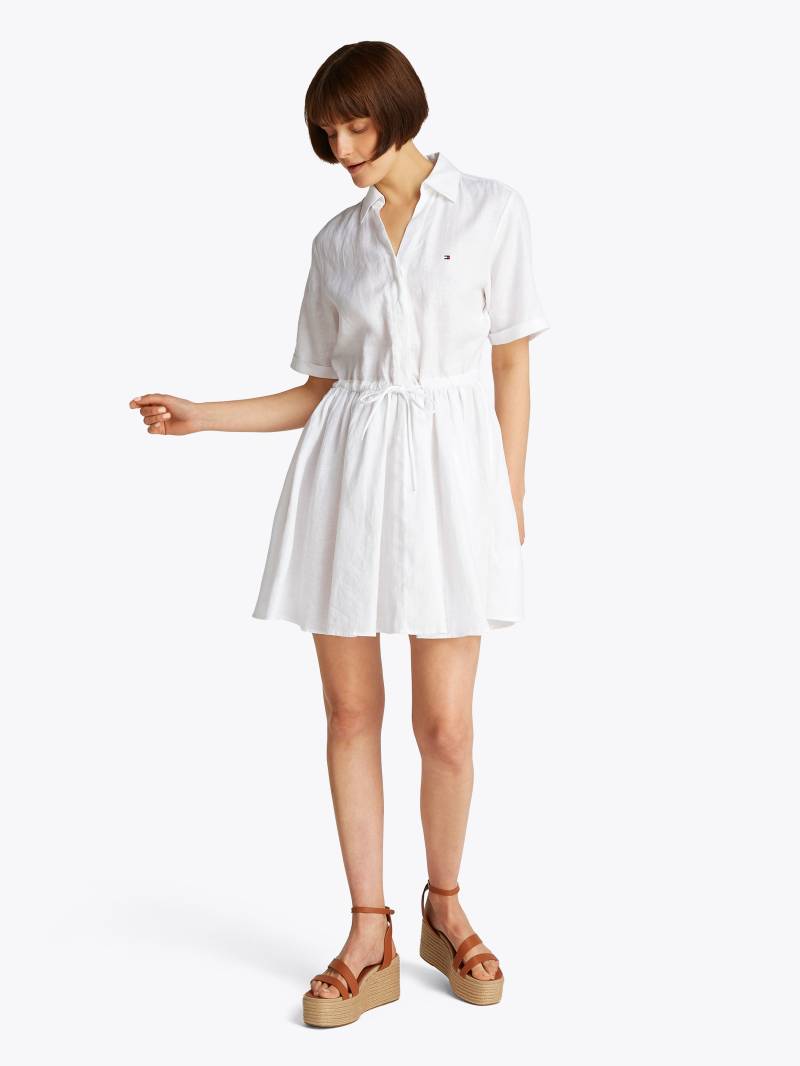 Tommy Hilfiger Hemdblusenkleid »ESS LINEN S/S SHORT DRESS«, mit Tunnelzug in der Taille, mit Rückenfalte,kühlendes Premium Leinen von TOMMY HILFIGER