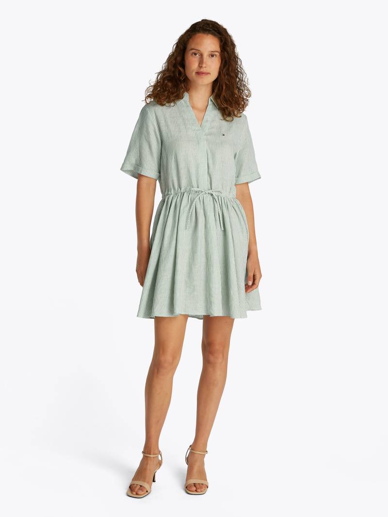 Tommy Hilfiger Hemdblusenkleid »ESS LINEN S/S SHORT DRESS«, mit Tunnelzug in der Taille, mit Rückenfalte,kühlendes Premium Leinen von TOMMY HILFIGER