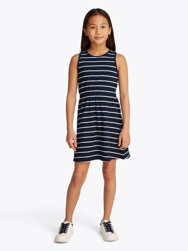 Tommy Hilfiger Jerseykleid »LINEN JERSEY DRESS SLVLS«, mit Streifenmuster, mit Logostickerei von TOMMY HILFIGER