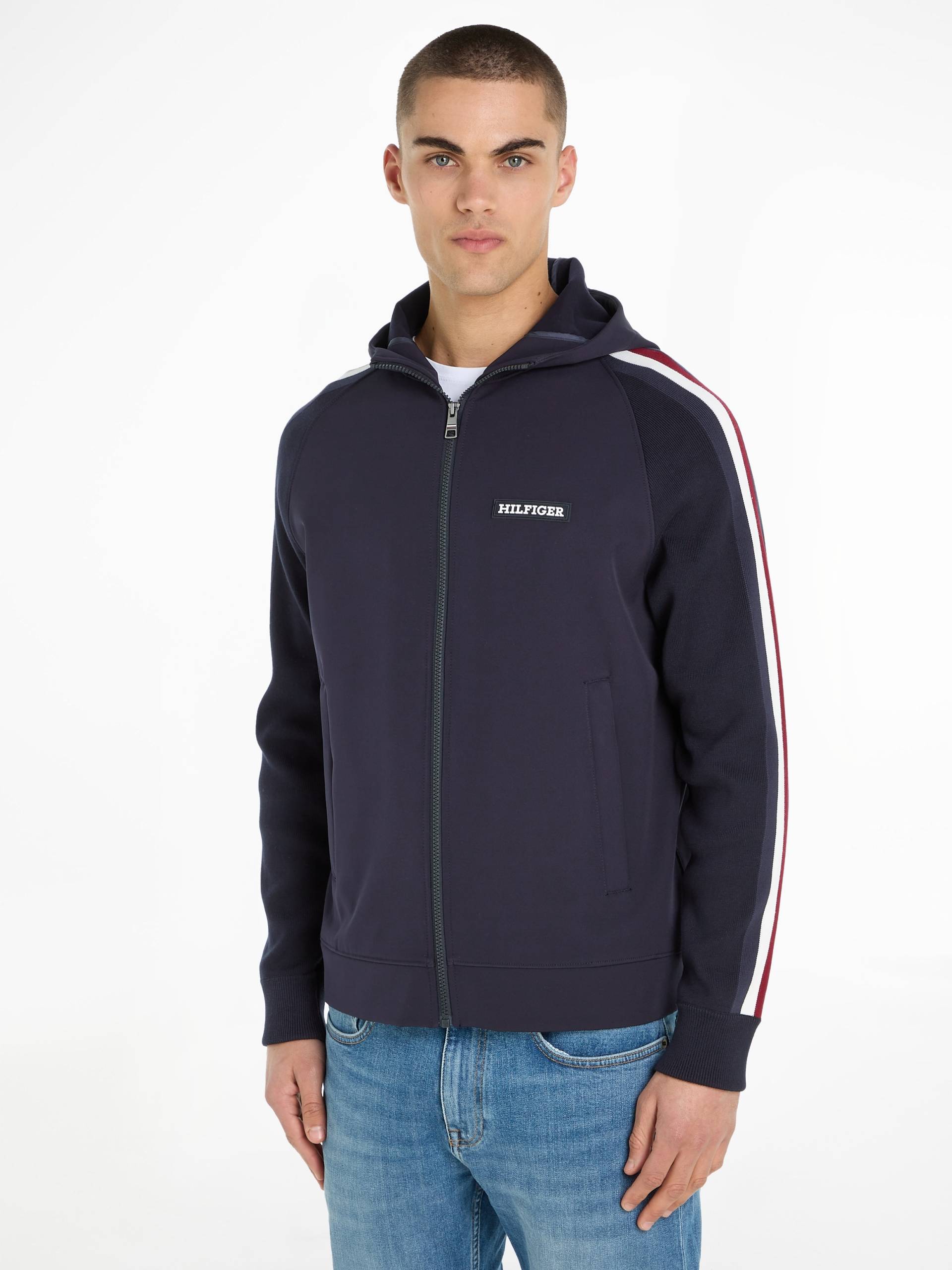 Tommy Hilfiger Kapuzenpullover »MIXED MEDIA HOODED SWEATER«, mit TH-Streifen an den Ärmeln Tommy Hilfiger Kapuzenpullover »MIXED MEDIA HOODED SWEATER«, mit TH-Streifen an den Ärmeln von TOMMY HILFIGER
