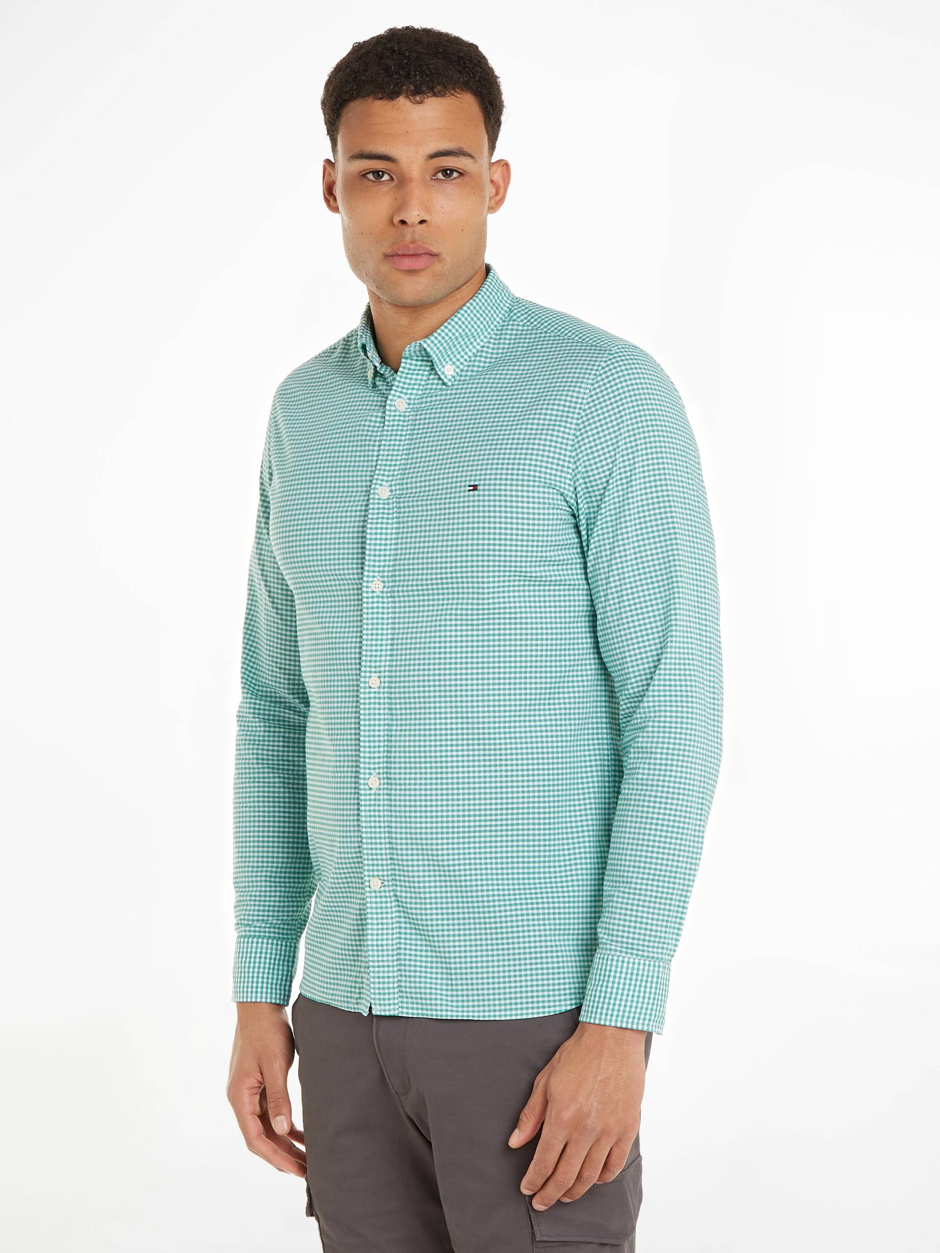 Tommy Hilfiger Karohemd »FLEX TEXTURED GINGHAM SF SHIRT«, mit kleiner Logostickerei von TOMMY HILFIGER