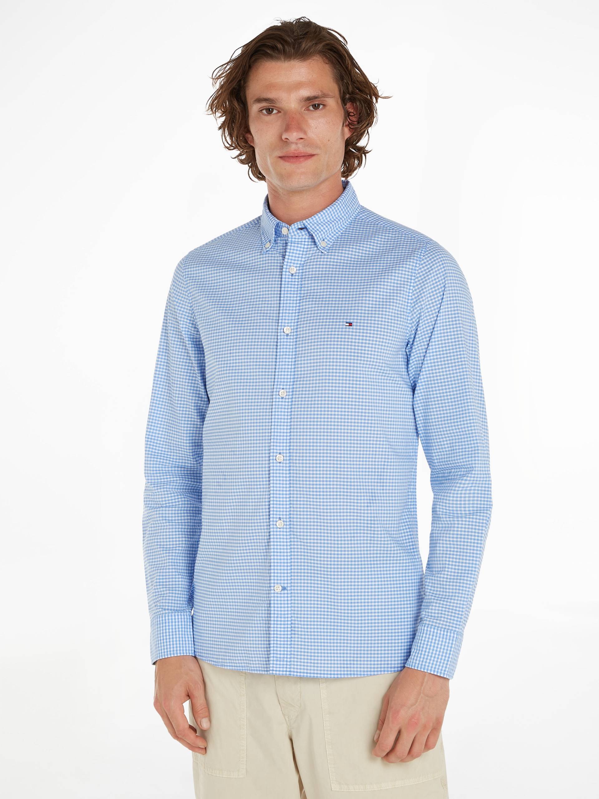 Tommy Hilfiger Karohemd »FLEX TEXTURED GINGHAM SF SHIRT«, mit kleiner Logostickerei von TOMMY HILFIGER