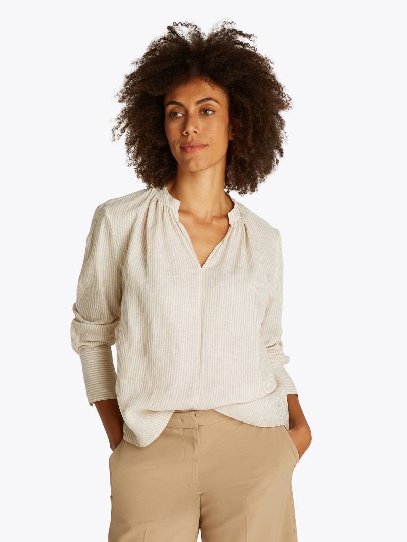 Tommy Hilfiger Klassische Bluse »ESS LINEN V-NECK BLOUSE«, mit Raffung,kühlendes Premium Leinen von TOMMY HILFIGER
