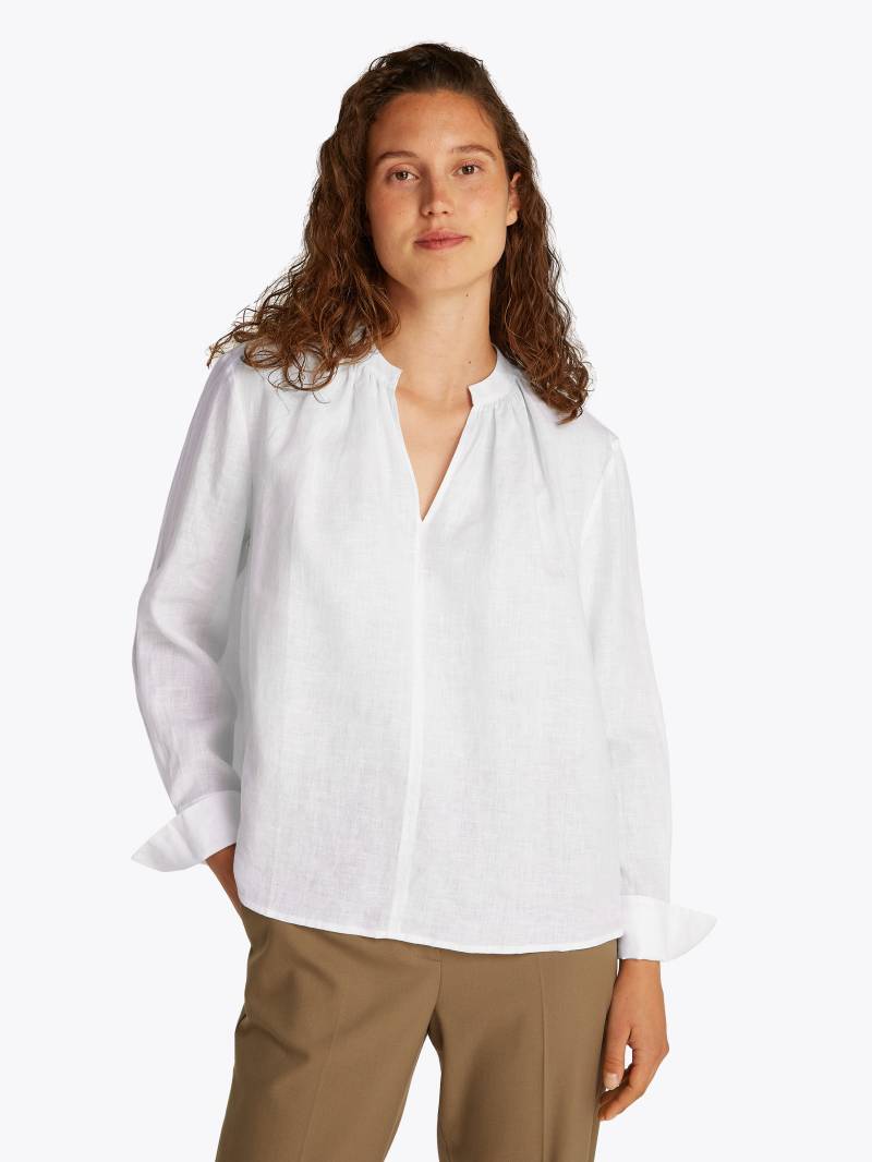 Tommy Hilfiger Klassische Bluse »ESS LINEN V-NECK BLOUSE«, mit Raffung,kühlendes Premium Leinen von TOMMY HILFIGER