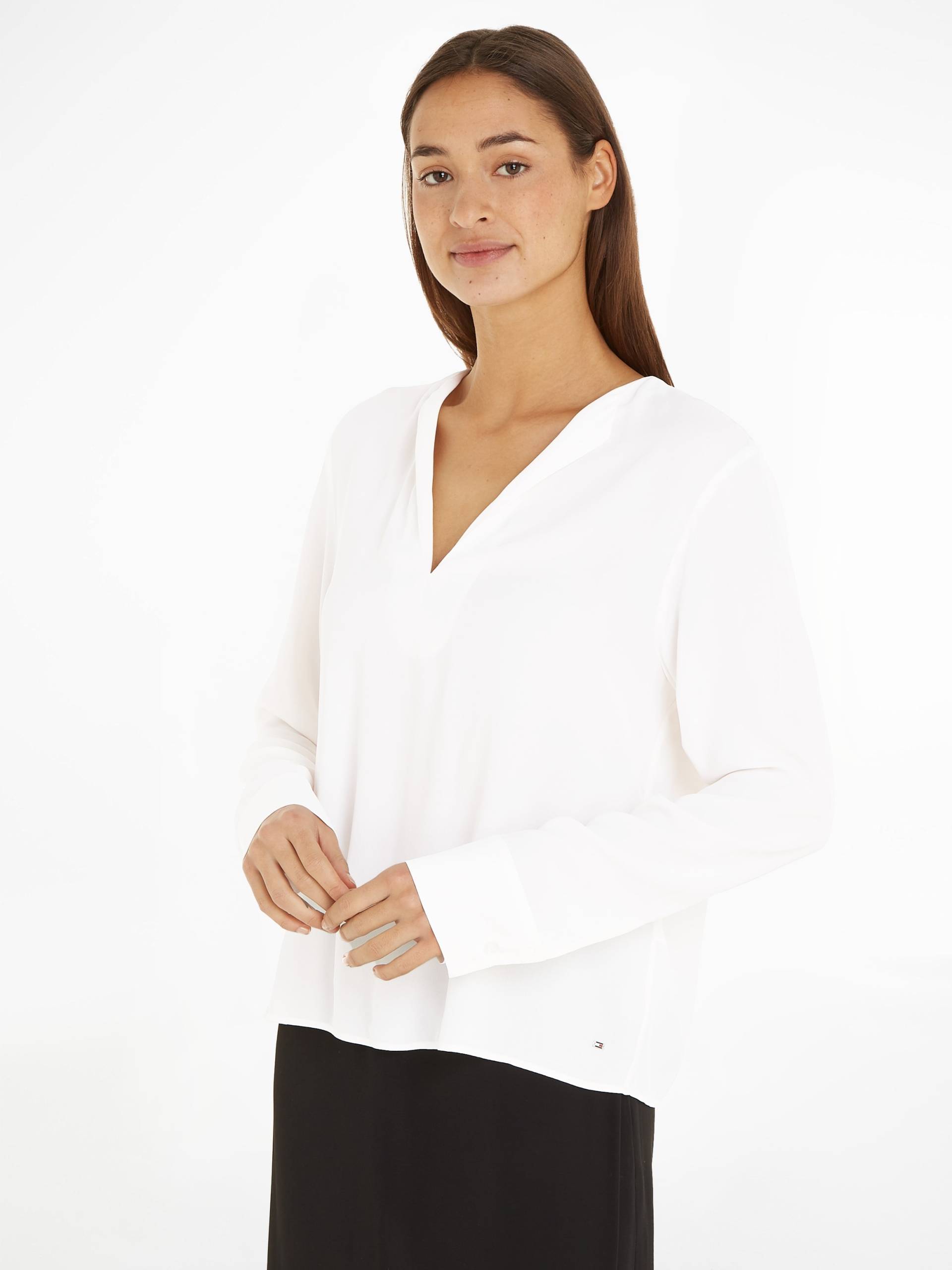 Tommy Hilfiger Klassische Bluse »VISCOSE CREPE V-NECK BLOUSE LS« von TOMMY HILFIGER