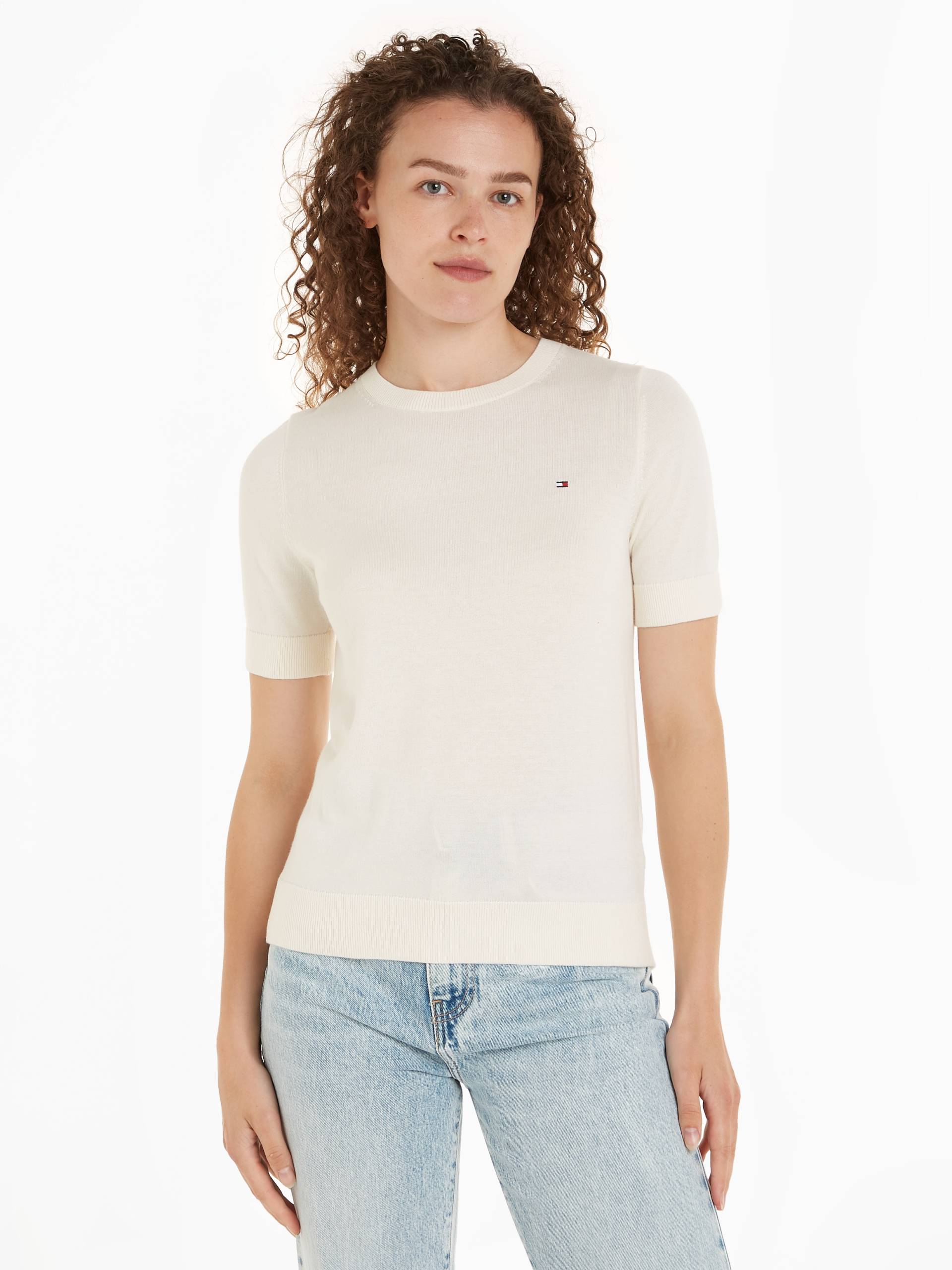 Tommy Hilfiger Kurzarmpullover »CO JERSEY STITCH C-NK SS SWEATER«, mit Logostickerei Tommy Hilfiger Kurzarmpullover »CO JERSEY STITCH C-NK SS SWEATER«, mit Logostickerei von TOMMY HILFIGER