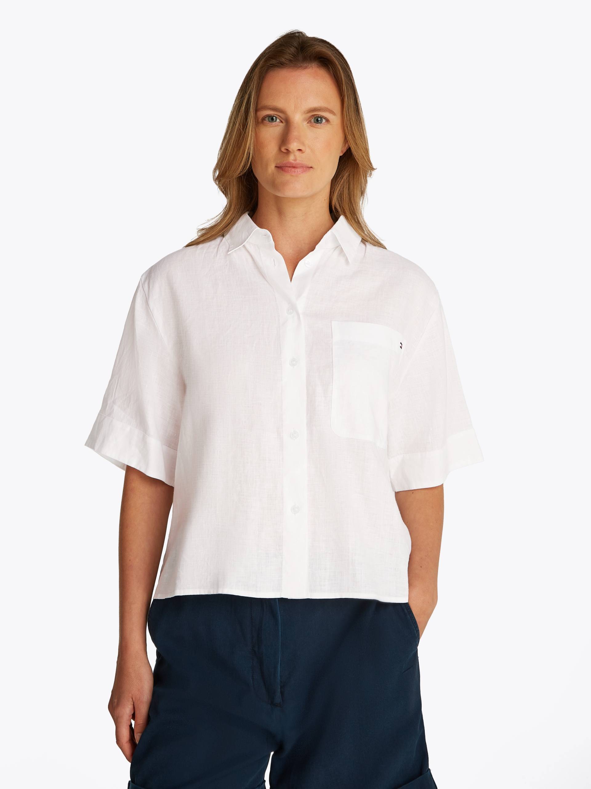Tommy Hilfiger Kurzarmshirt »ESS LINEN RELAXED S/S SHIRT«, mit Brusttasche, Logostickerei,kühlendes Premium Leinen Tommy Hilfiger Kurzarmshirt »ESS LINEN RELAXED S/S SHIRT«, mit Brusttasche, Logostickerei,kühlendes Premium Leinen von TOMMY HILFIGER