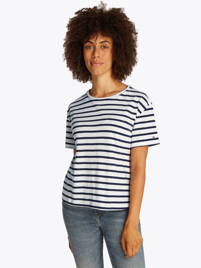 Tommy Hilfiger Kurzarmshirt »MODERN CO LINEN C-NK SS«, mit Streifenmuster,kühlendes Premium Leinen von TOMMY HILFIGER