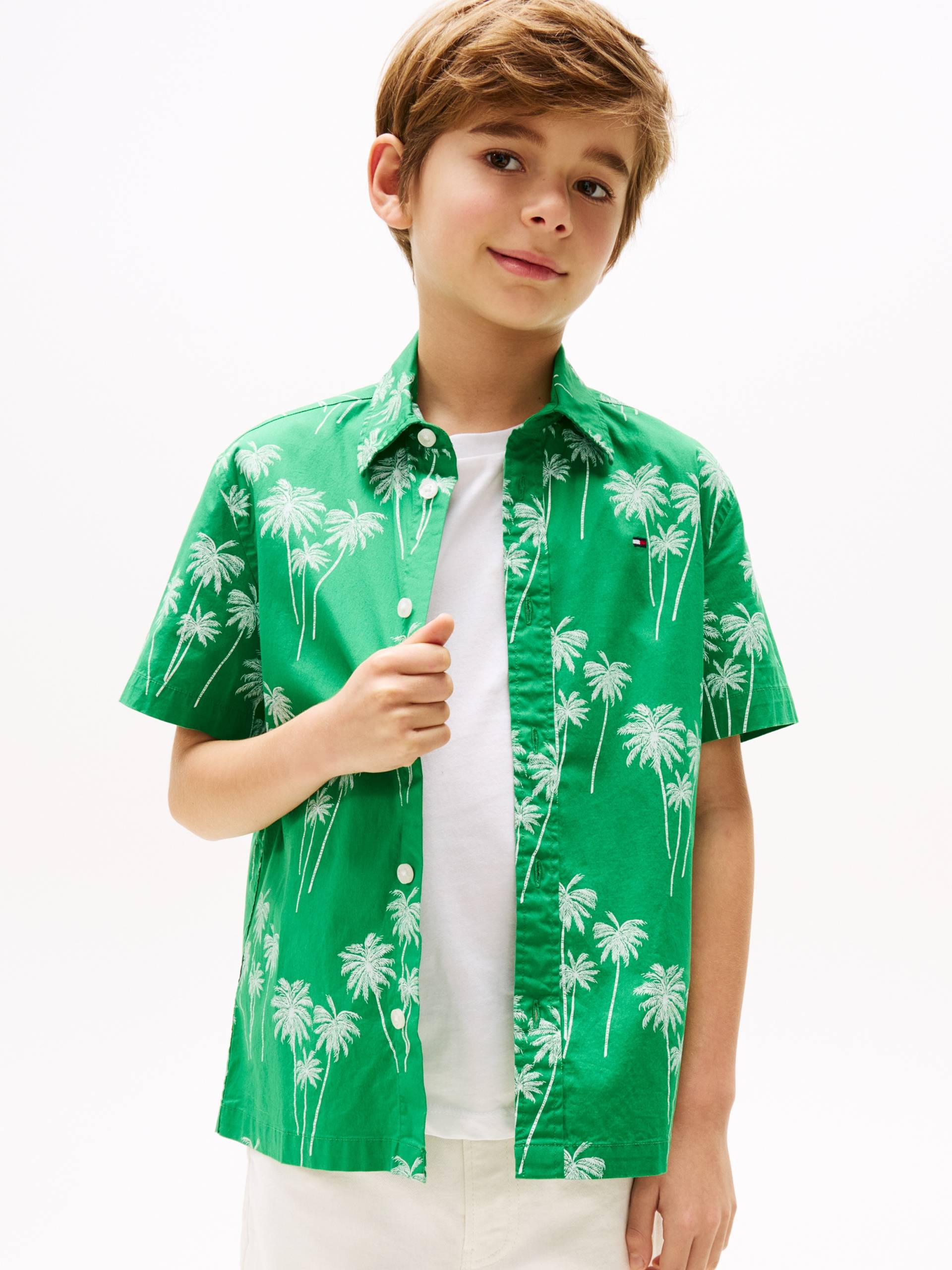 Tommy Hilfiger Kurzarmshirt »STRETCH POPLIN PRINTED SHIRT SS«, mit Palmenprint von TOMMY HILFIGER