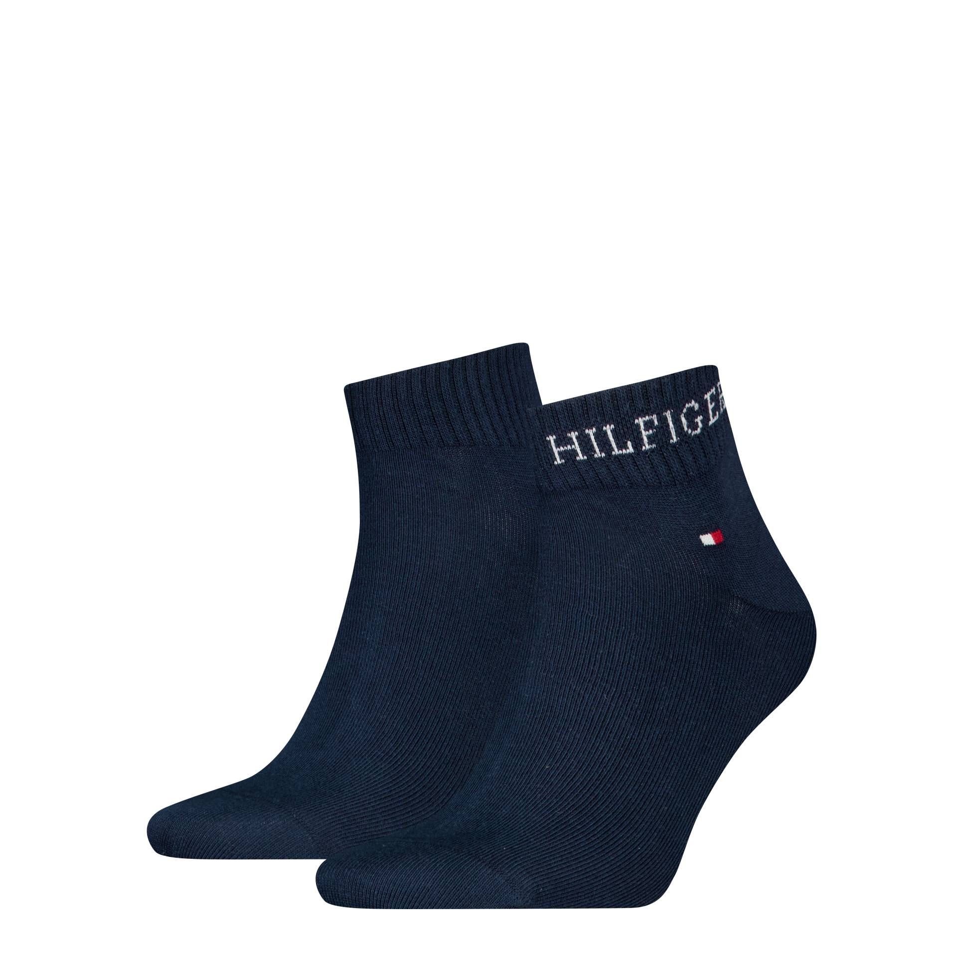 Tommy Hilfiger Kurzsocken »TH MEN QUARTER 2P HILFIGER TAB«, (2 Paar), Logo-Flag und Schriftzug von TOMMY HILFIGER