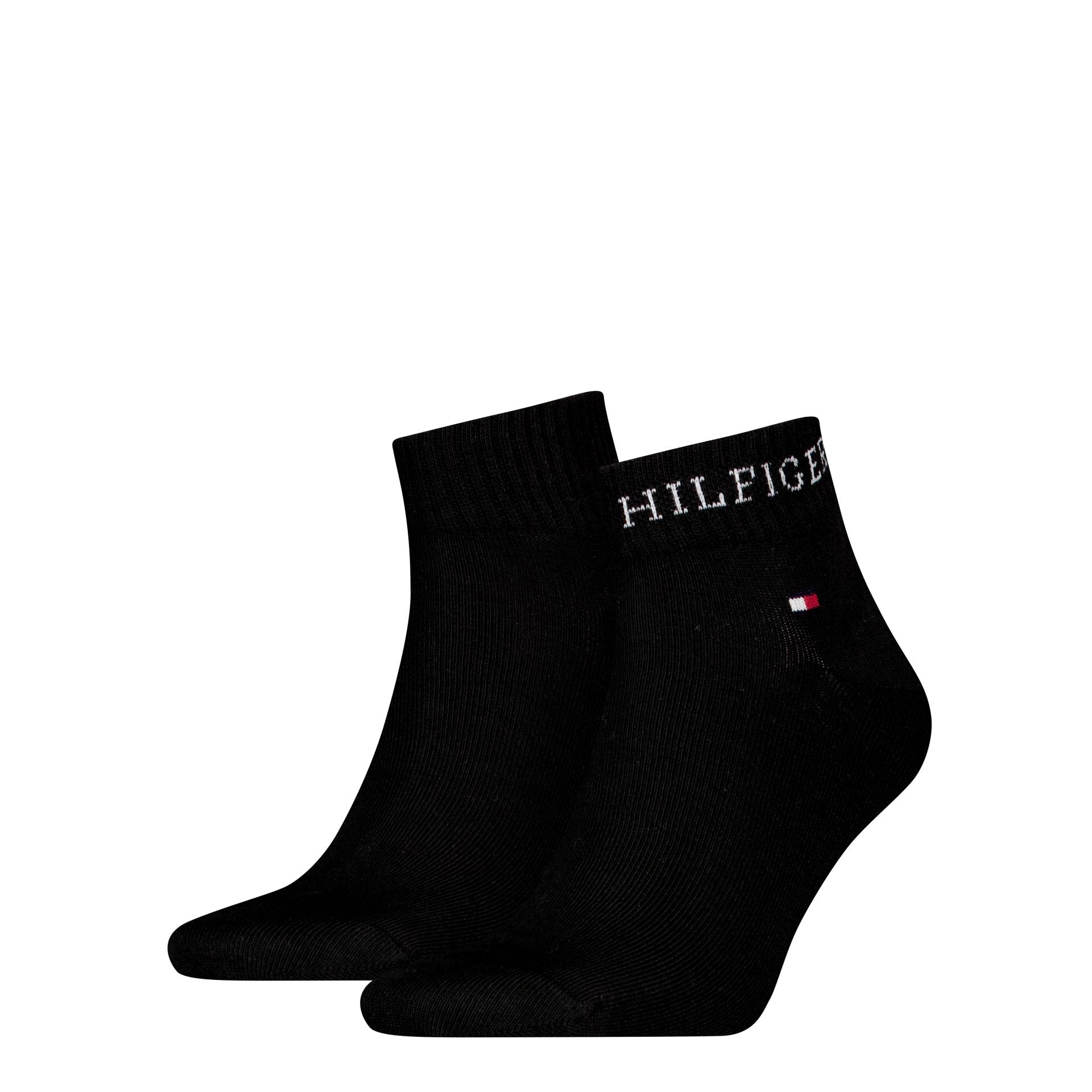 Tommy Hilfiger Kurzsocken »TH MEN QUARTER 2P HILFIGER TAB«, (2 Paar), Logo-Flag und Schriftzug von TOMMY HILFIGER