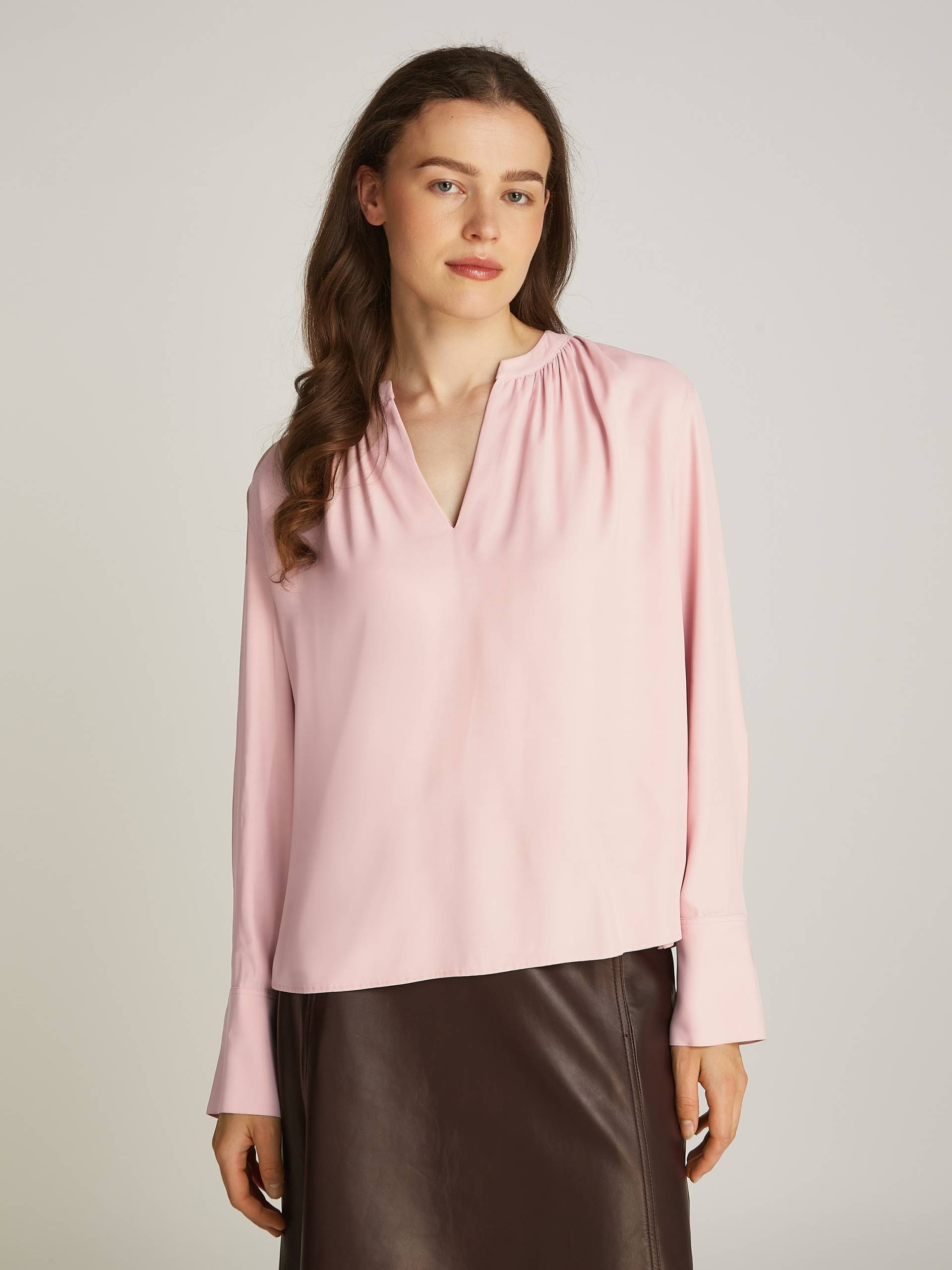 Tommy Hilfiger Langarmbluse »SOFT VIS V NECK LS BLOUSE«, mit Raffungen von TOMMY HILFIGER