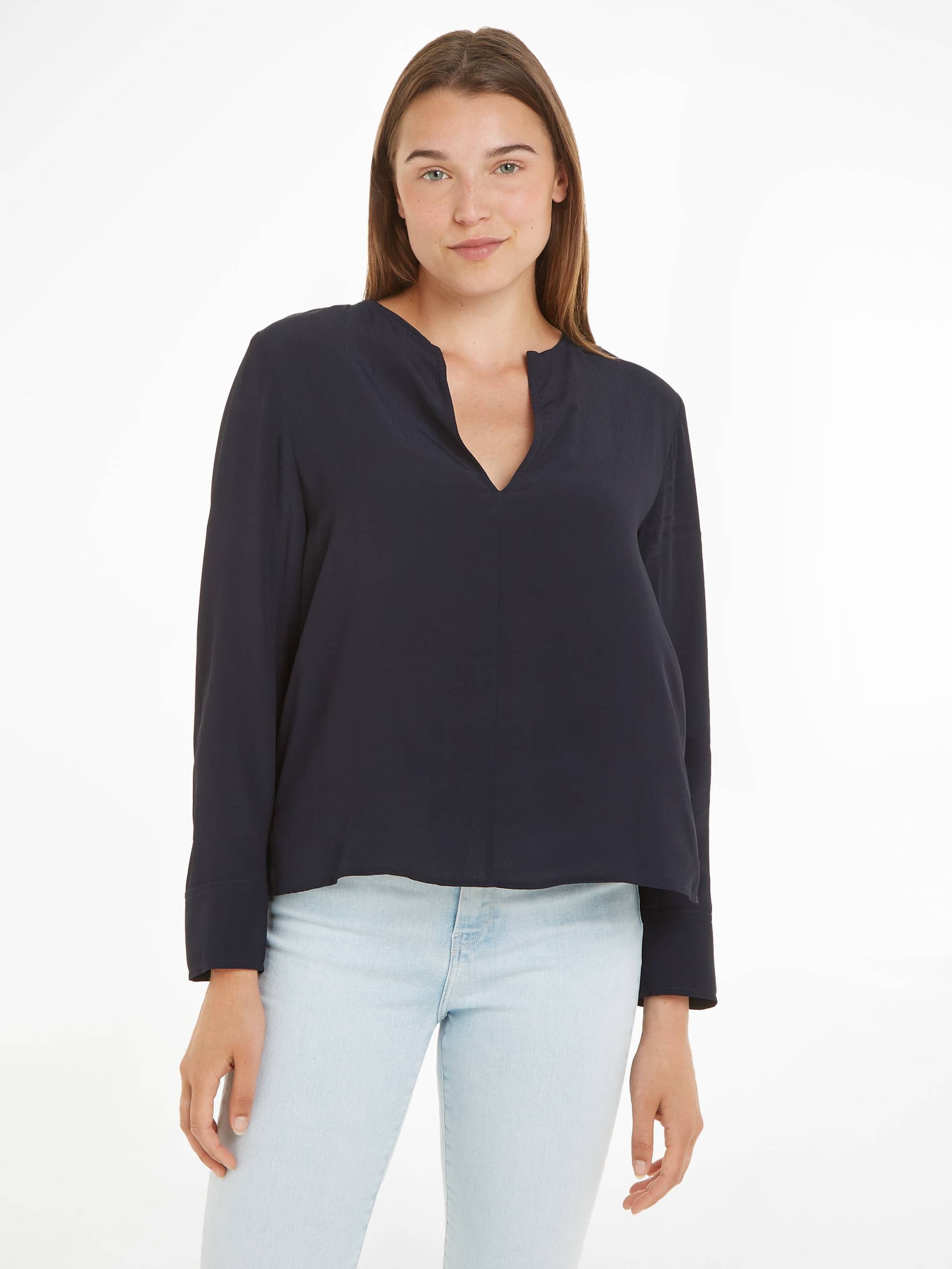 Tommy Hilfiger Langarmbluse »VISCOSE CREPE V-NECK BLOUSE« von TOMMY HILFIGER