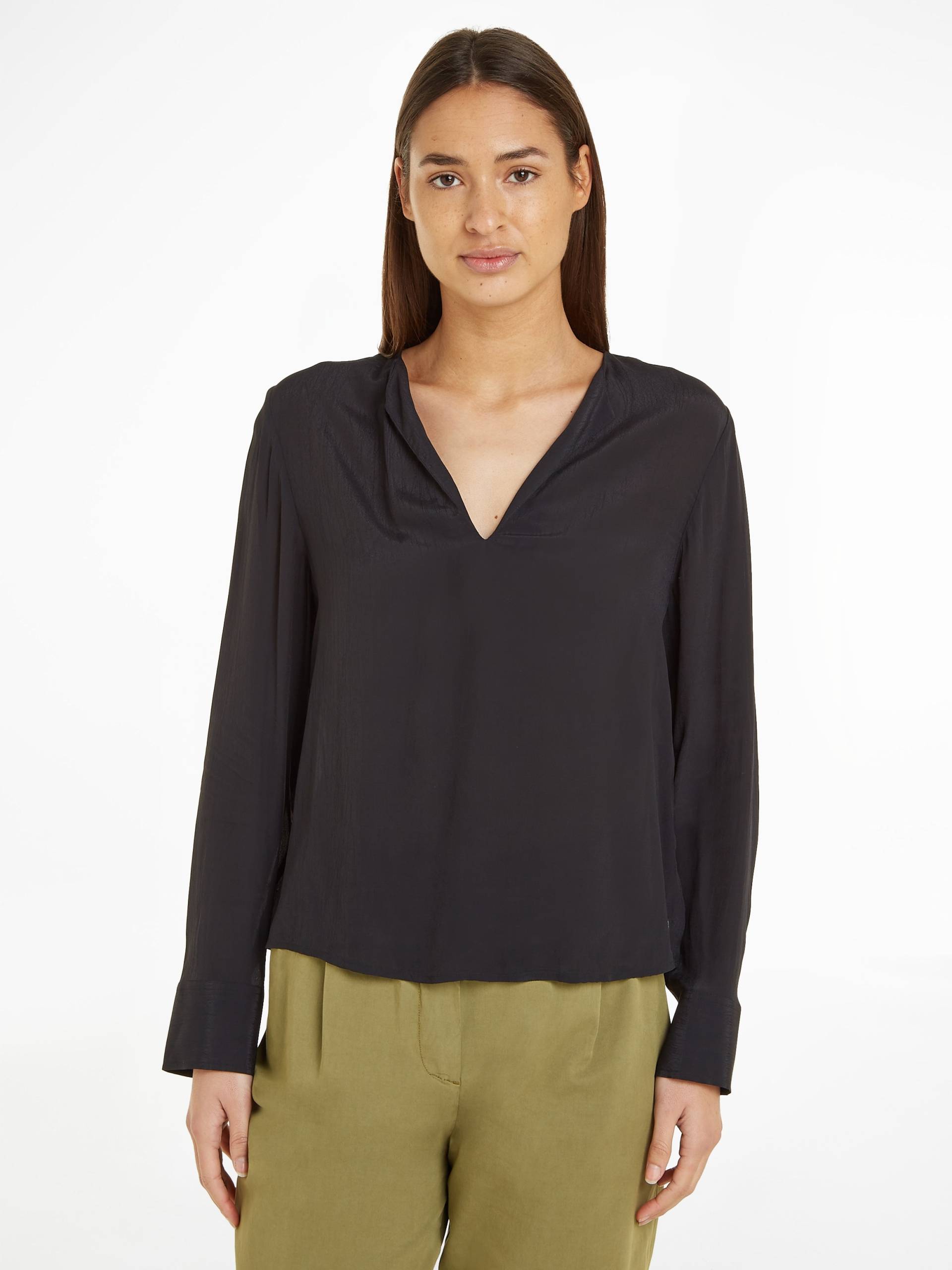 Tommy Hilfiger Langarmbluse »VISCOSE CREPE V-NECK BLOUSE« von TOMMY HILFIGER