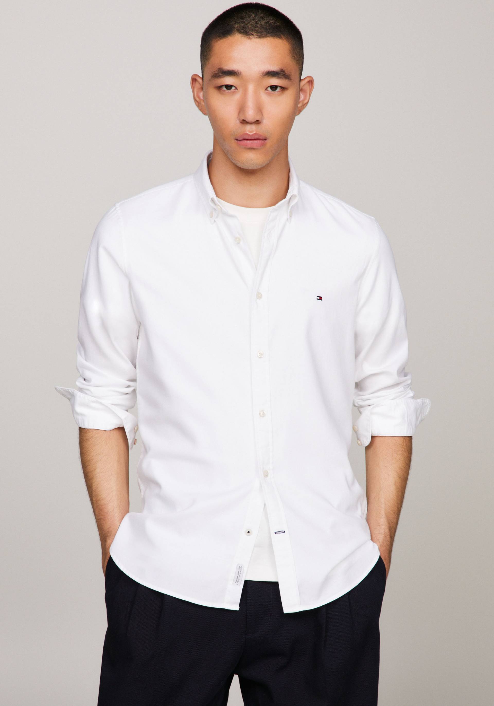 Tommy Hilfiger Langarmhemd »FLEX DOBBY SF SHIRT«, mit Knopfleiste von TOMMY HILFIGER