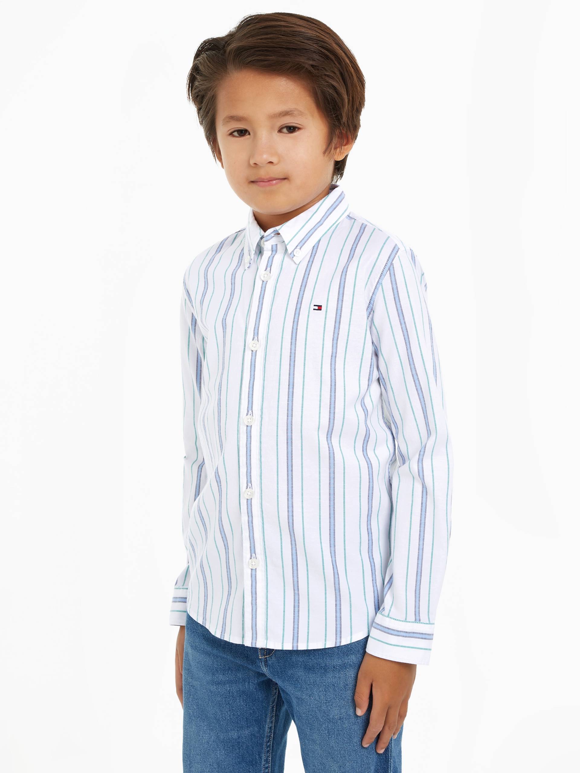 Tommy Hilfiger Langarmhemd »FLEX ITHACA SHIRT L/S«, Kinder bis 16 Jahre mit Logostickerei von TOMMY HILFIGER