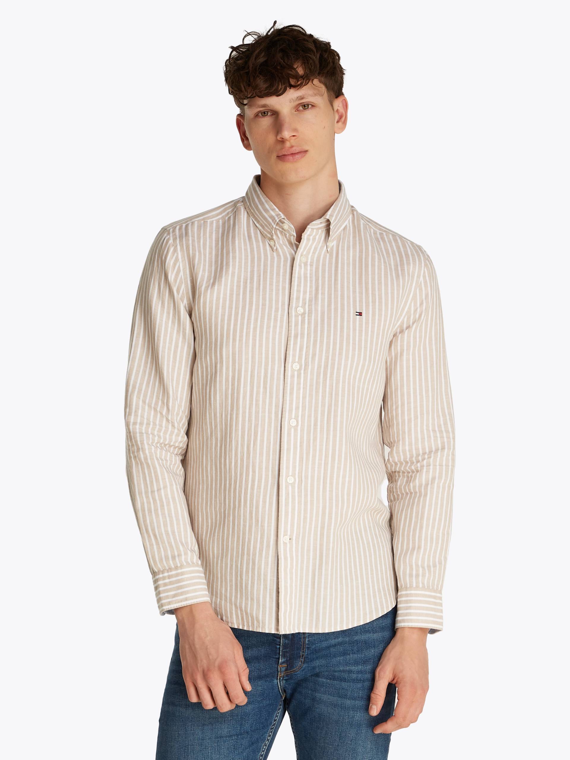 Tommy Hilfiger Langarmhemd »LINEN BLEND BOLD STRIPE«, mit feinen Streifen von TOMMY HILFIGER