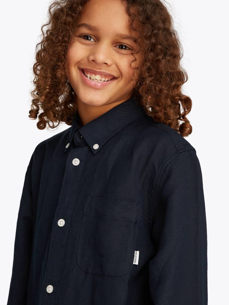 Tommy Hilfiger Langarmhemd »LINEN BLEND RELAXED SHIRT LS«, mit Brusttasche, Logostickerei von TOMMY HILFIGER