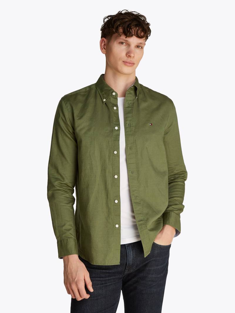 Tommy Hilfiger Langarmhemd »LINEN BLEND SOLID RF SHIRT«, mit Button-down-Kragen von TOMMY HILFIGER