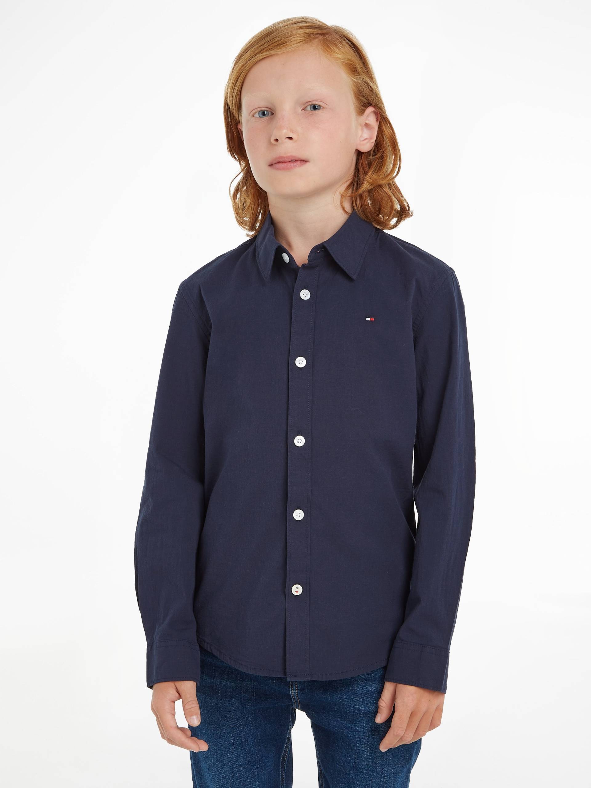 Tommy Hilfiger Langarmhemd »SOLID STRETCH POPLIN SHIRT L/S«, Kinder Kids Junior MiniMe,für Jungen von TOMMY HILFIGER