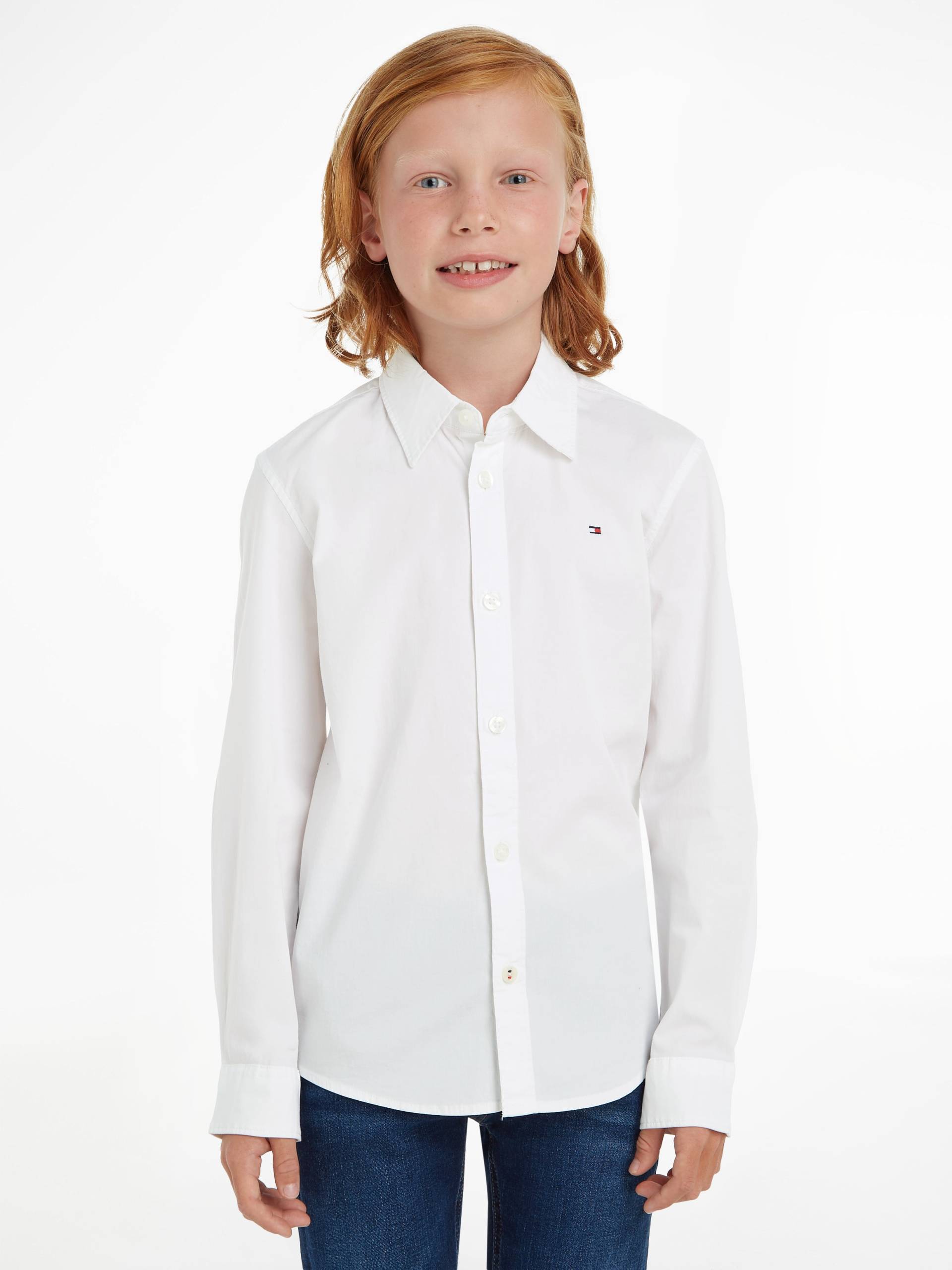 Tommy Hilfiger Langarmhemd »SOLID STRETCH POPLIN SHIRT L/S«, für Jungen von TOMMY HILFIGER