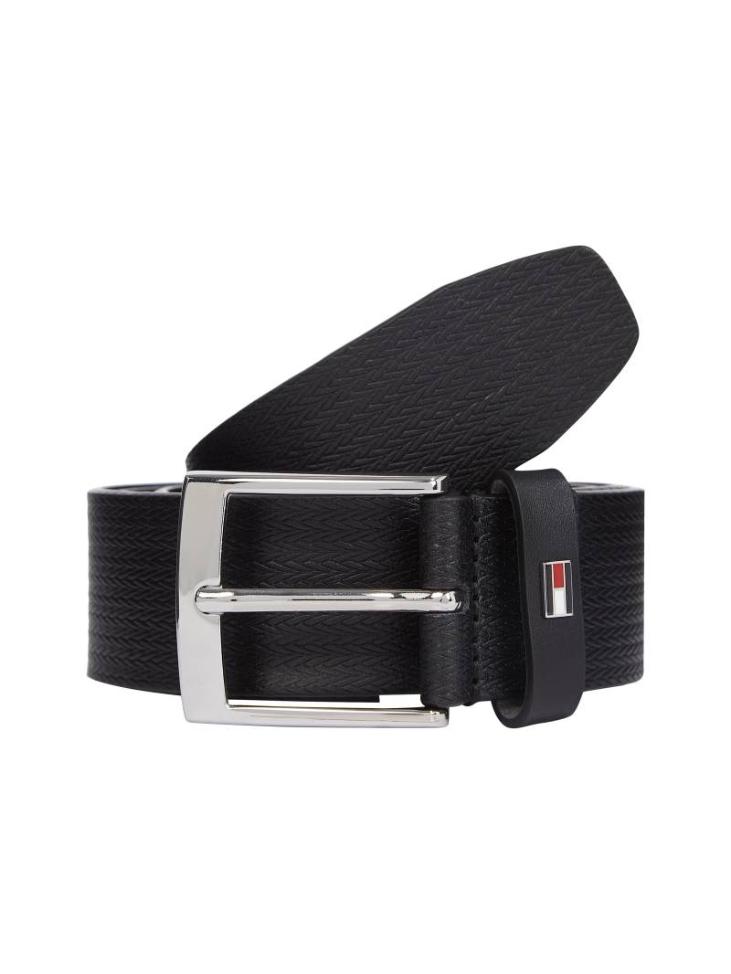 Tommy Hilfiger Ledergürtel »ADAN HERRINGBONE 3.5«, Einfachdornschliesse, Metallpatch von TOMMY HILFIGER