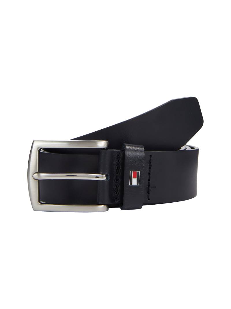 Tommy Hilfiger Ledergürtel »DENTON 3,5«, Robuster Ledergürtel mit Flag-Label, silberfarbenne Schnalle, verstellbar von TOMMY HILFIGER