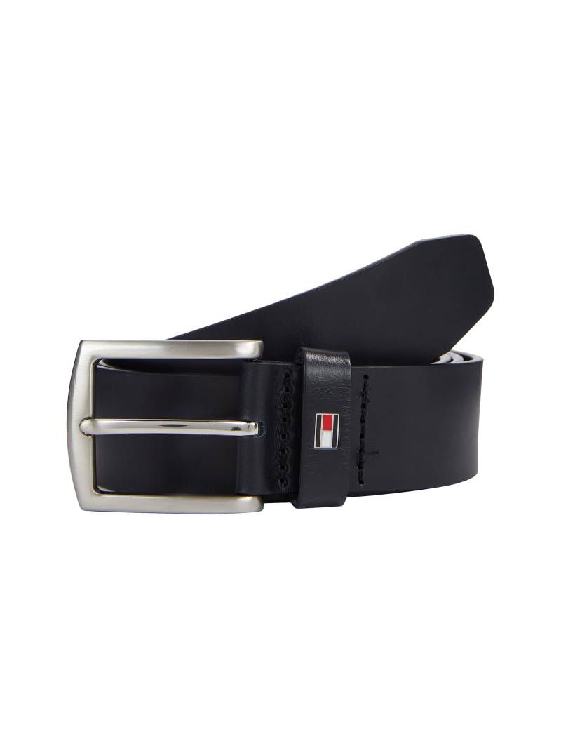 Tommy Hilfiger Ledergürtel »DENTON 3,5«, Robuster Ledergürtel mit Flag-Label, silberfarbenne Schnalle, verstellbar von TOMMY HILFIGER