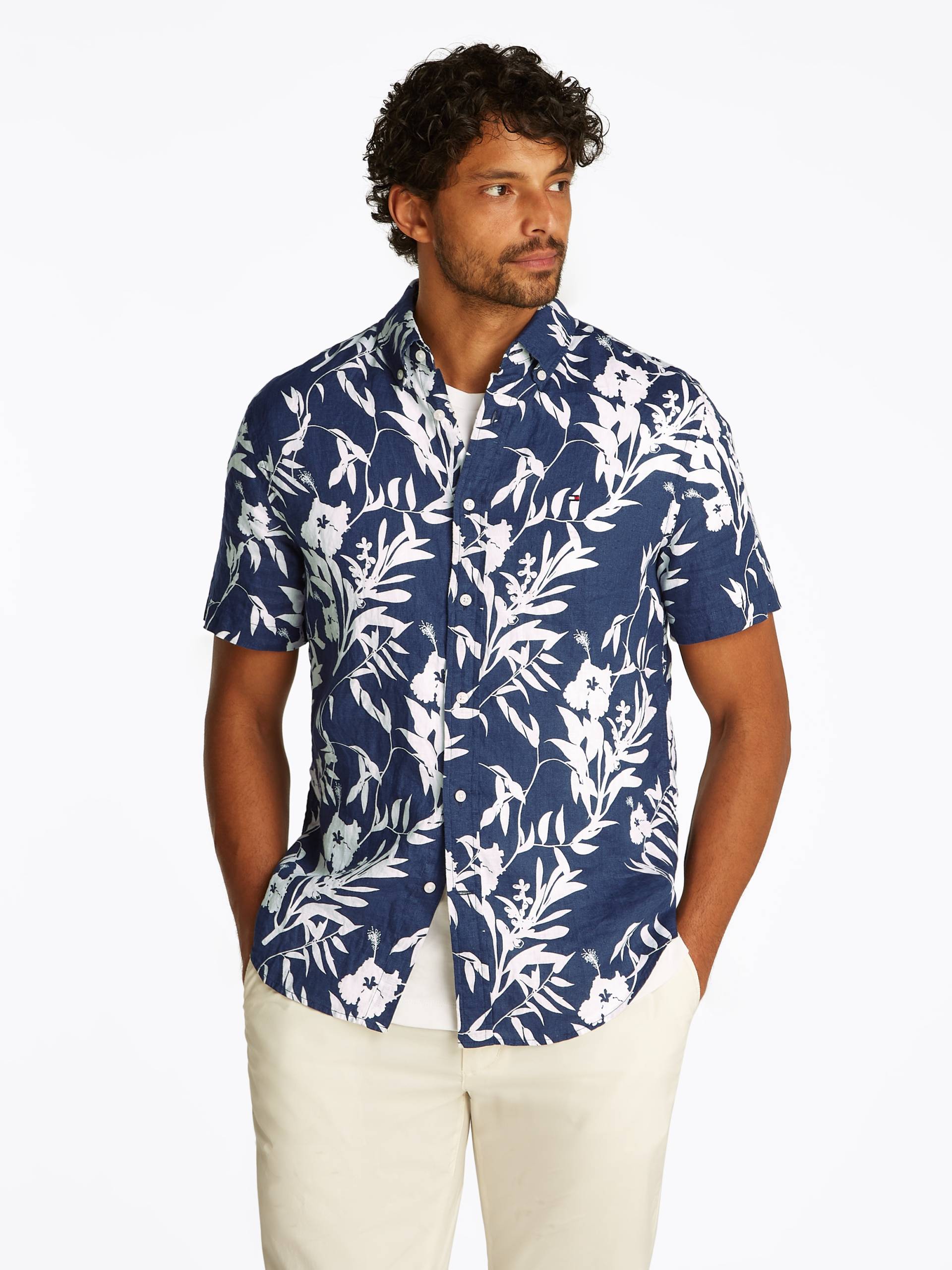 Tommy Hilfiger Leinenhemd »LINEN TROPICAL PRT SS RF SHIRT«, mit Allover Flowerprint von TOMMY HILFIGER