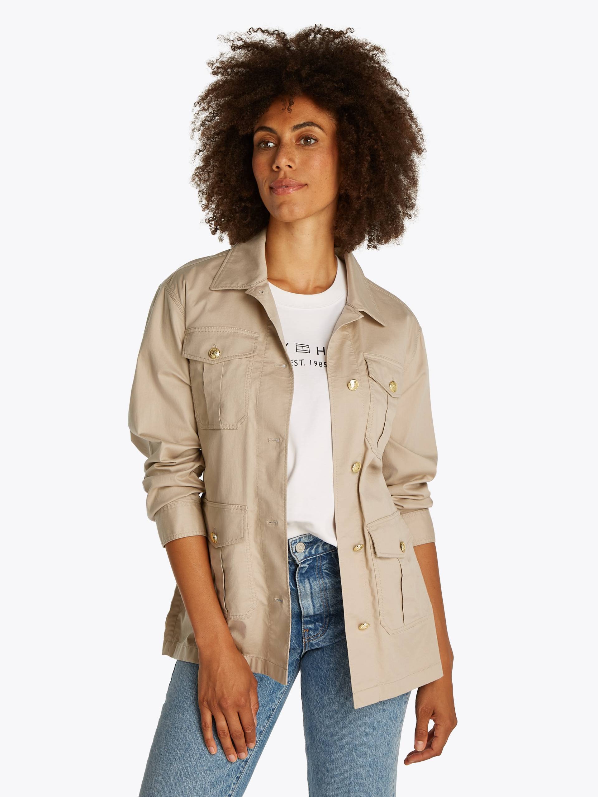 Tommy Hilfiger Outdoorjacke »GOLD BUTTON UTILITY JACKET«, mit goldfarbenem Knopf von TOMMY HILFIGER