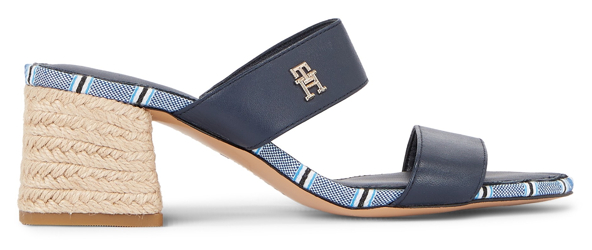 Tommy Hilfiger Pantolette »BLOCK MID HEEL SHIRTING SANDAL« von TOMMY HILFIGER