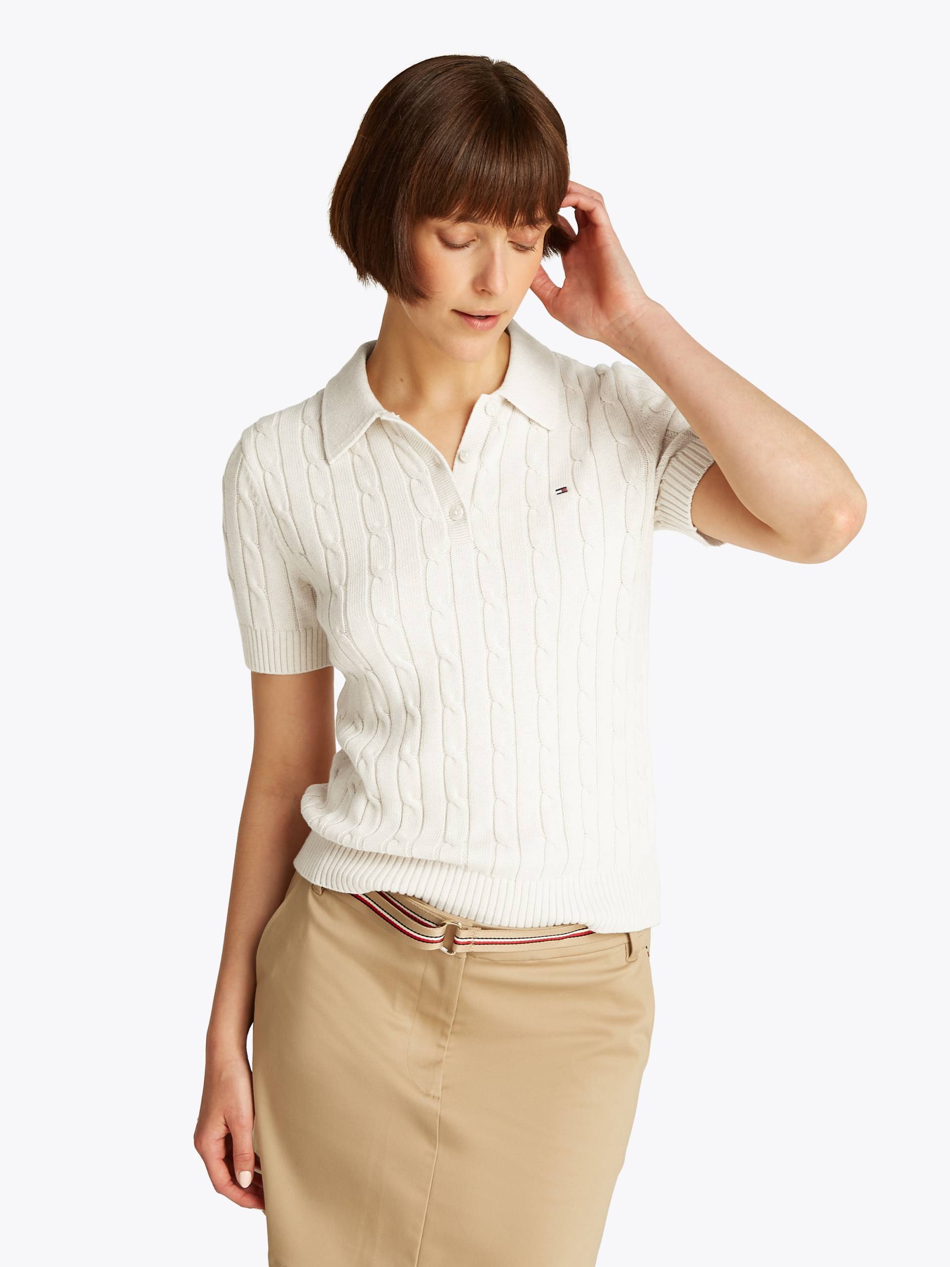 Tommy Hilfiger Polokragenpullover »CO CABLE MID GG SS POLO SWT«, mit Zopfmuster von TOMMY HILFIGER