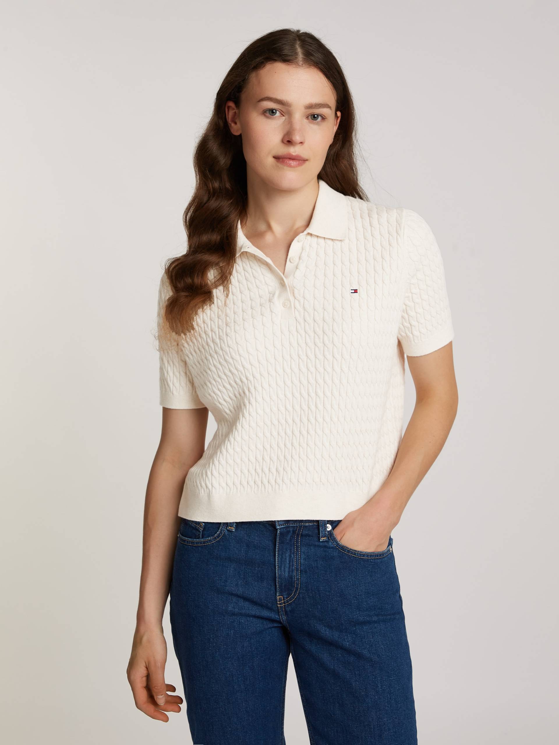 Tommy Hilfiger Polokragenpullover »CO CABLE POLO SWEATER SS«, mit Zopfmuster Tommy Hilfiger Polokragenpullover »CO CABLE POLO SWEATER SS«, mit Zopfmuster von TOMMY HILFIGER