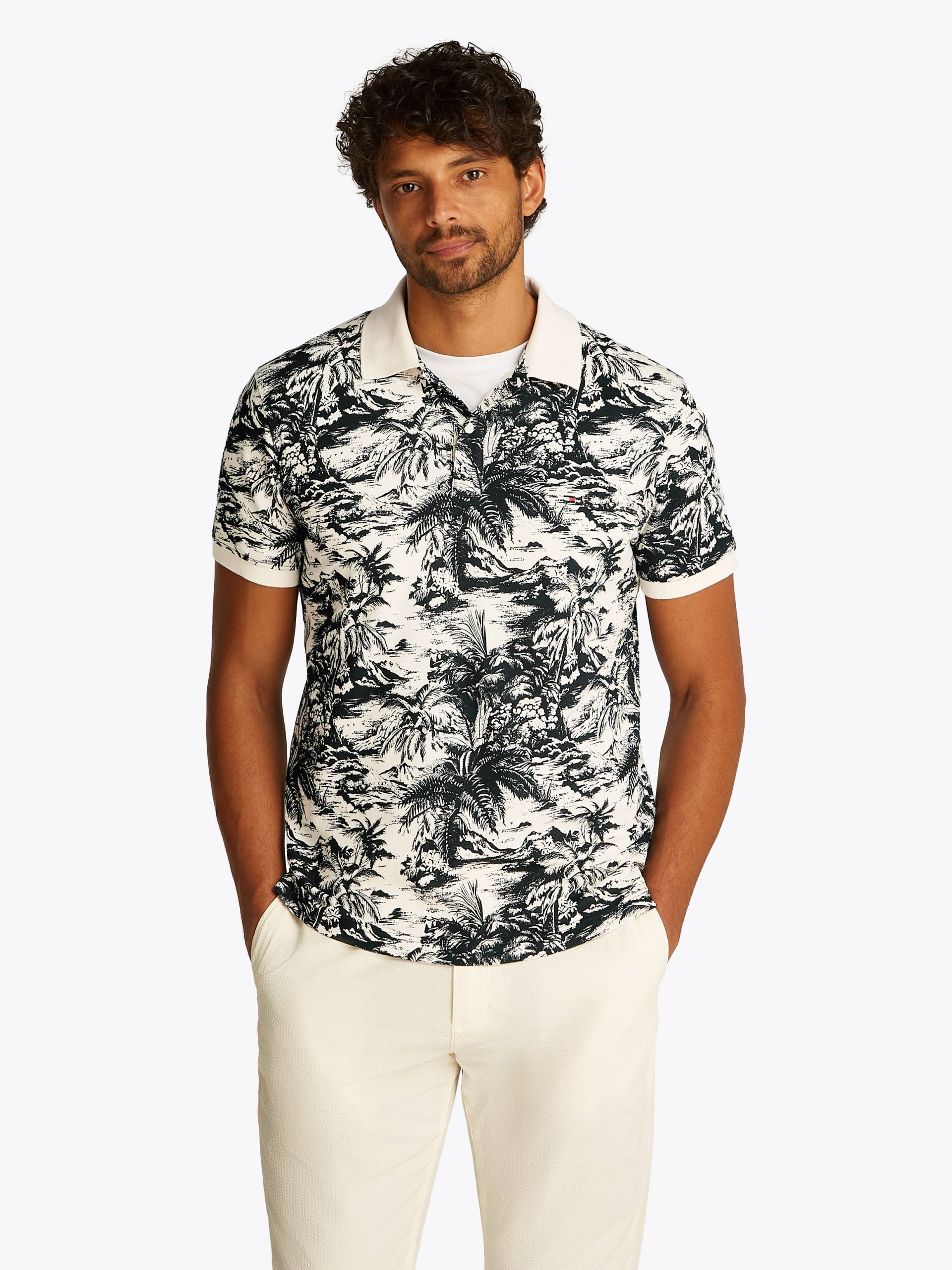 Tommy Hilfiger Poloshirt »ALL OVER PRINT LINEN REG POLO«, mit Palmenprint von TOMMY HILFIGER