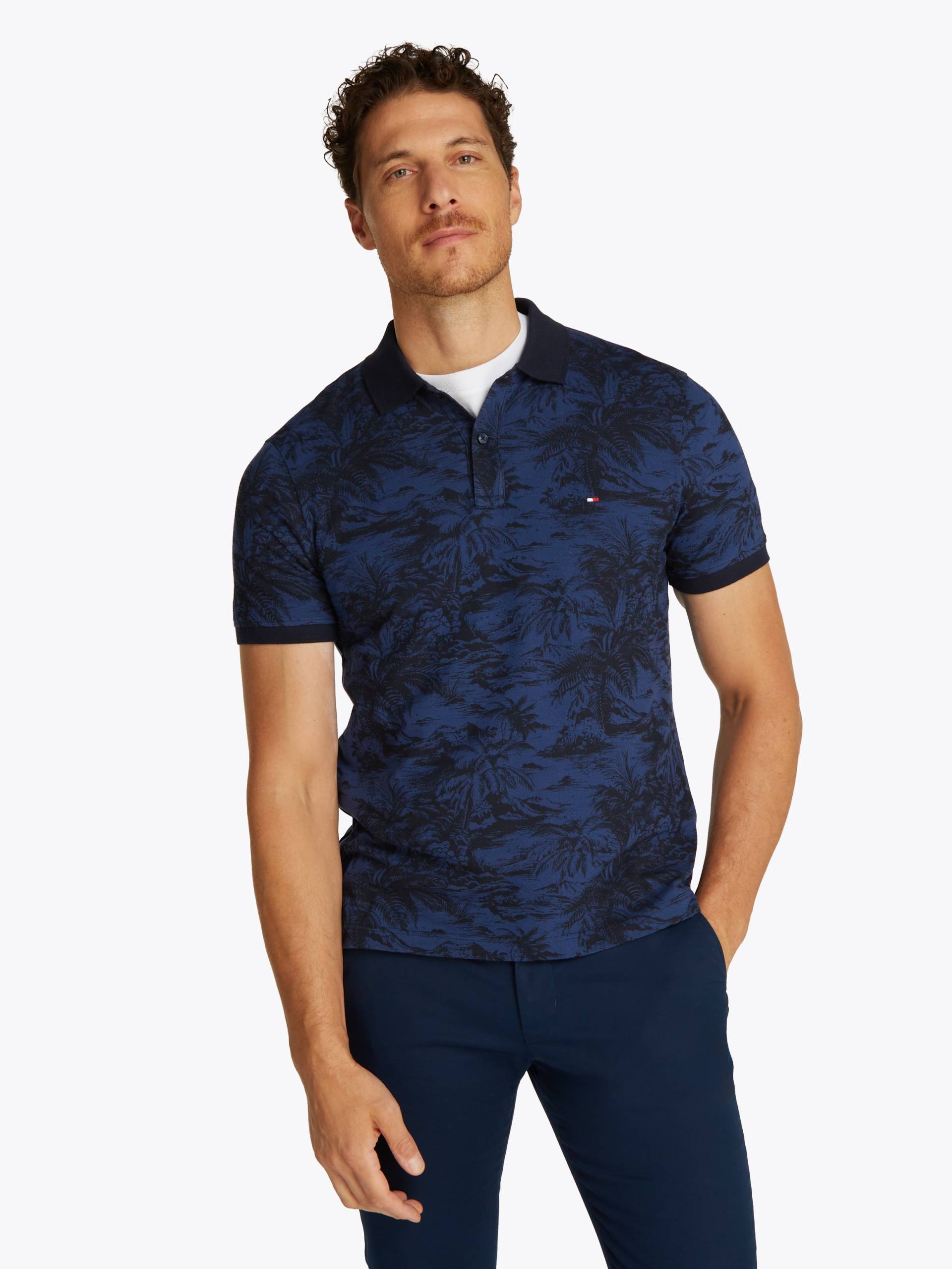 Tommy Hilfiger Poloshirt »ALL OVER PRINT LINEN REG POLO«, mit Palmenprint Tommy Hilfiger Poloshirt »ALL OVER PRINT LINEN REG POLO«, mit Palmenprint von TOMMY HILFIGER